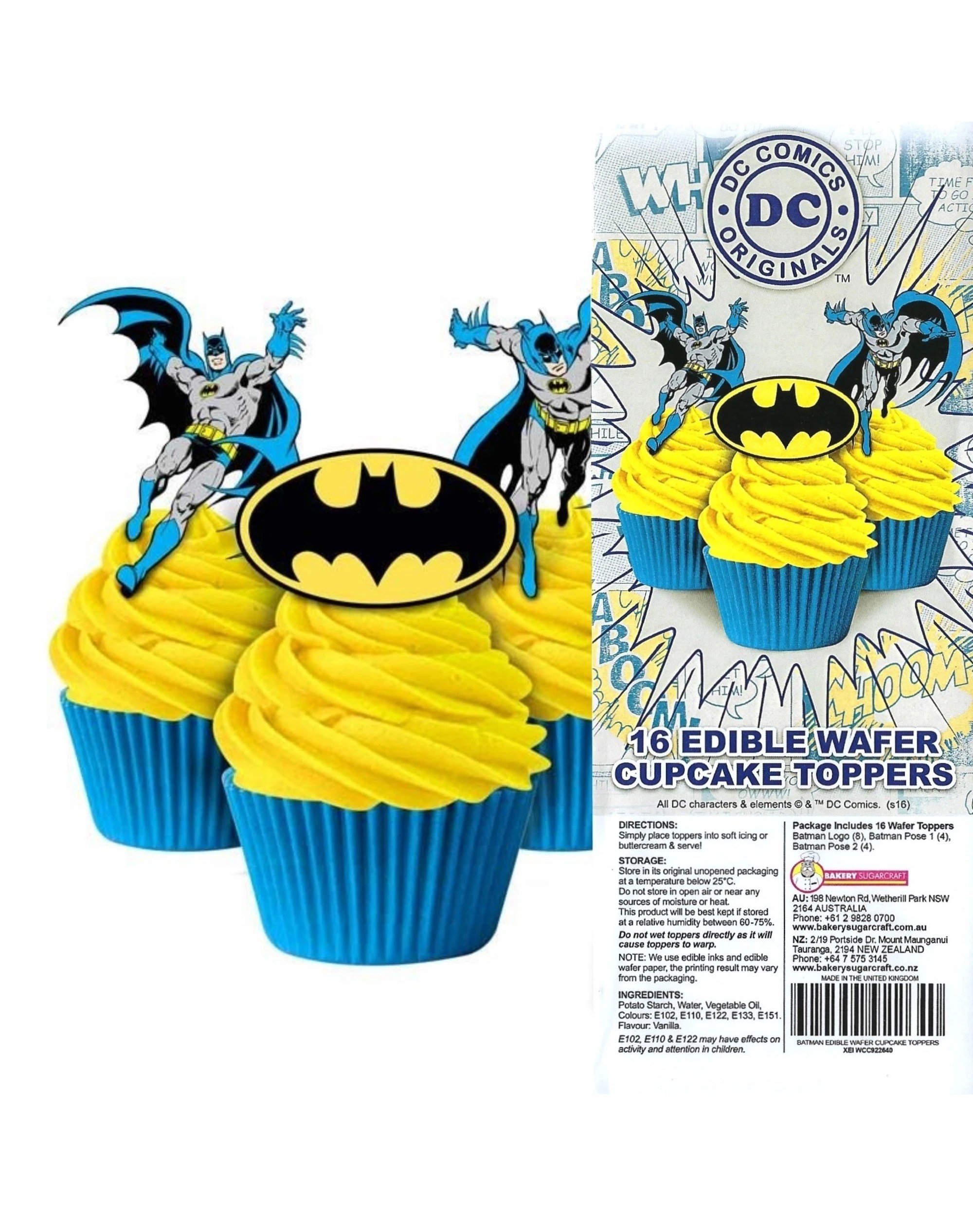 1 Batman Batman Edible Wafer Cupcake Toppers Pack of 16, 1 of 2