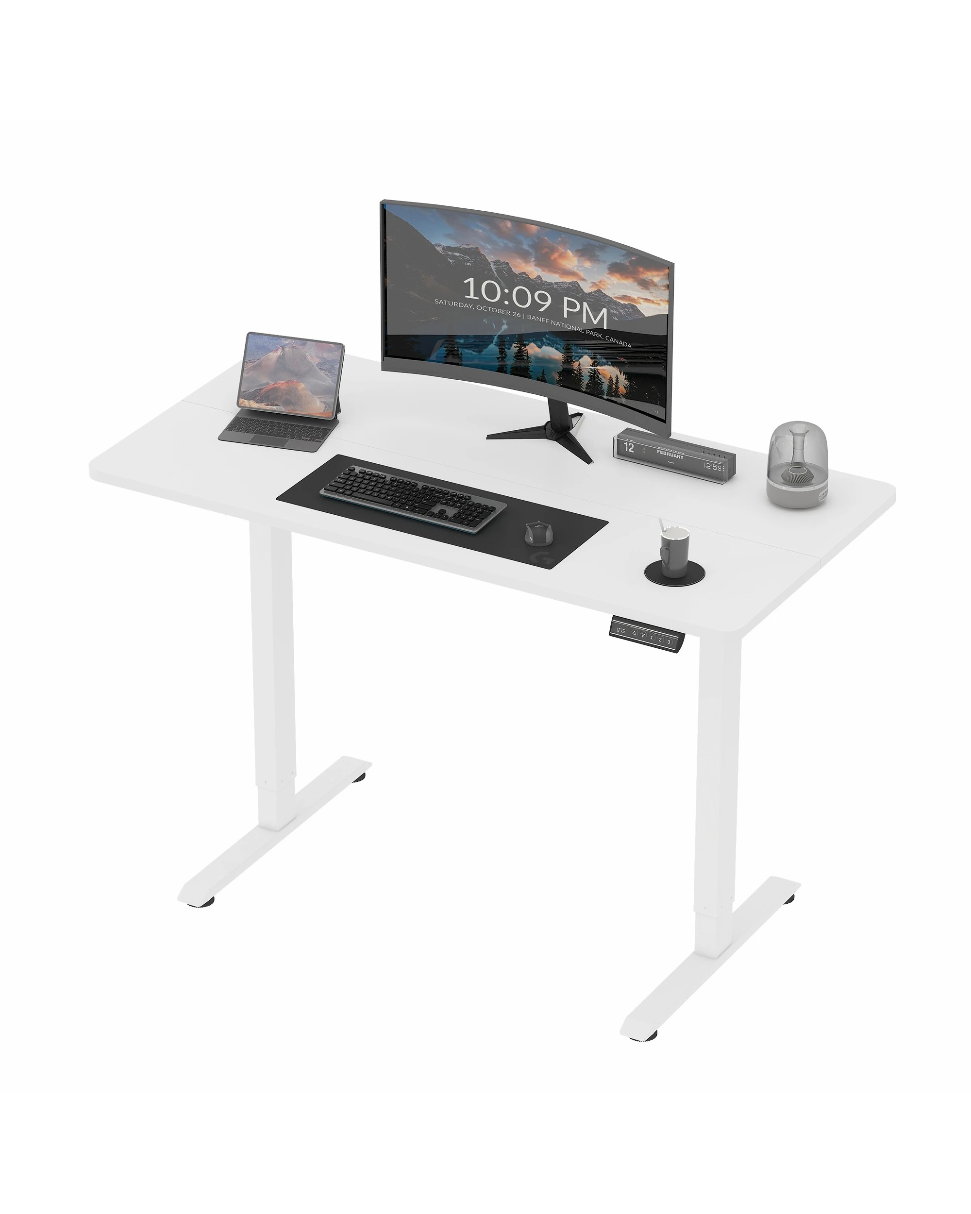1 Advwin Electric Standing Desk 120×60cm Height Adjustable Sit Stand Table with Smart Memory Panel - White, 1 of 7