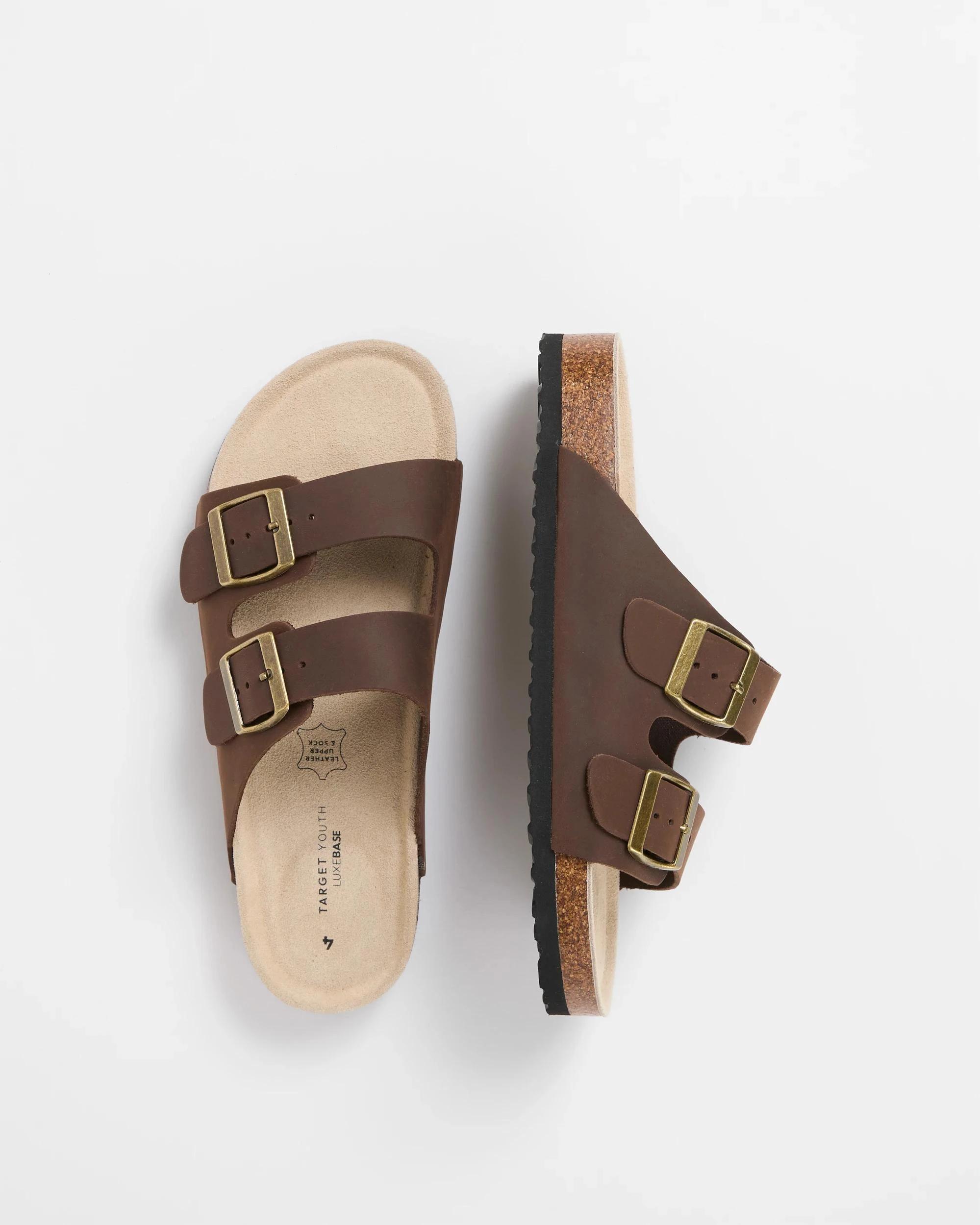 3 Target Youth Boys Youth Full Grain Leather Moulded Cork Sandal CHOCOLATE, 3 of 3