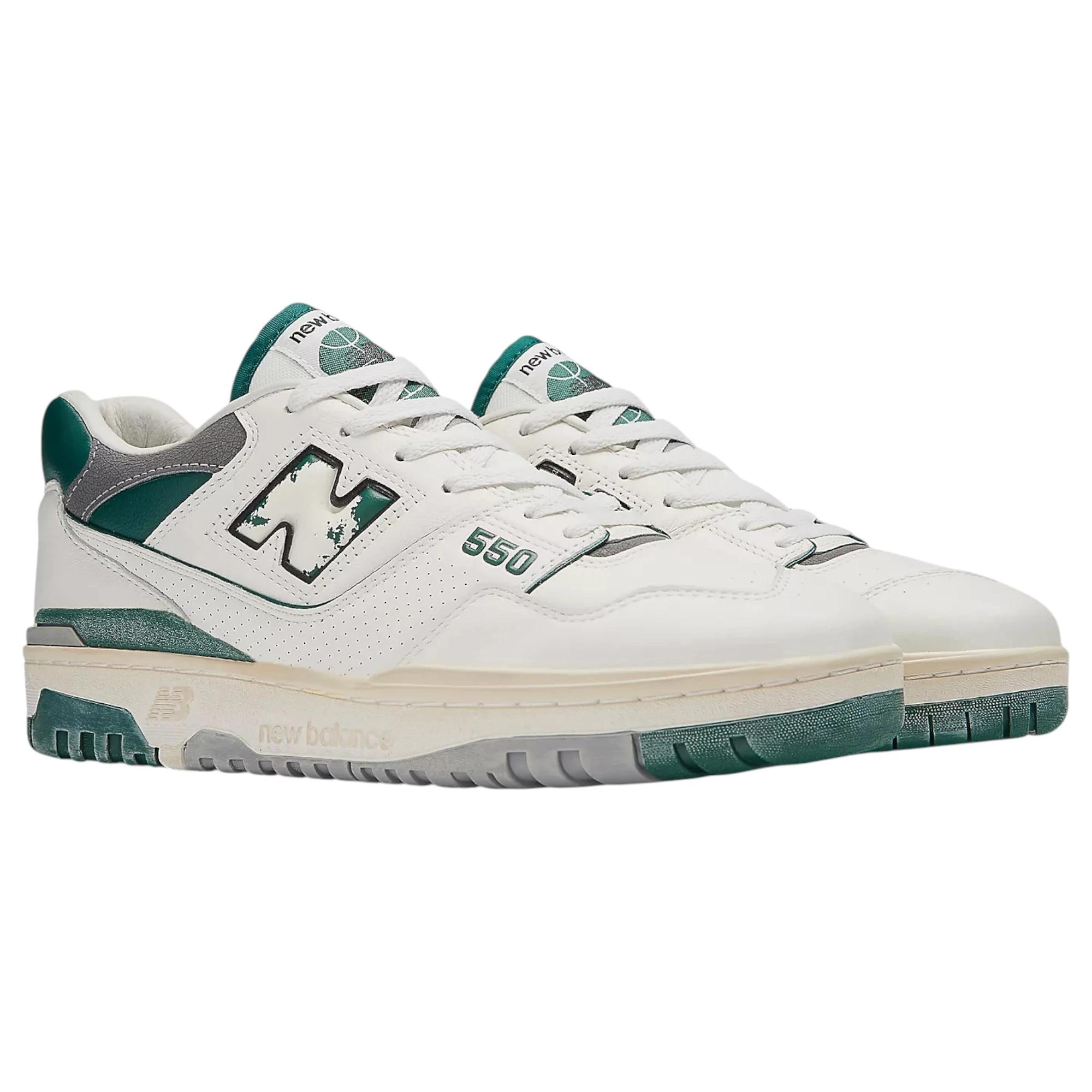 5 New Balance Mens 550 White/ Green Athletic Shoes WHITE/GREEN, 5 of 6