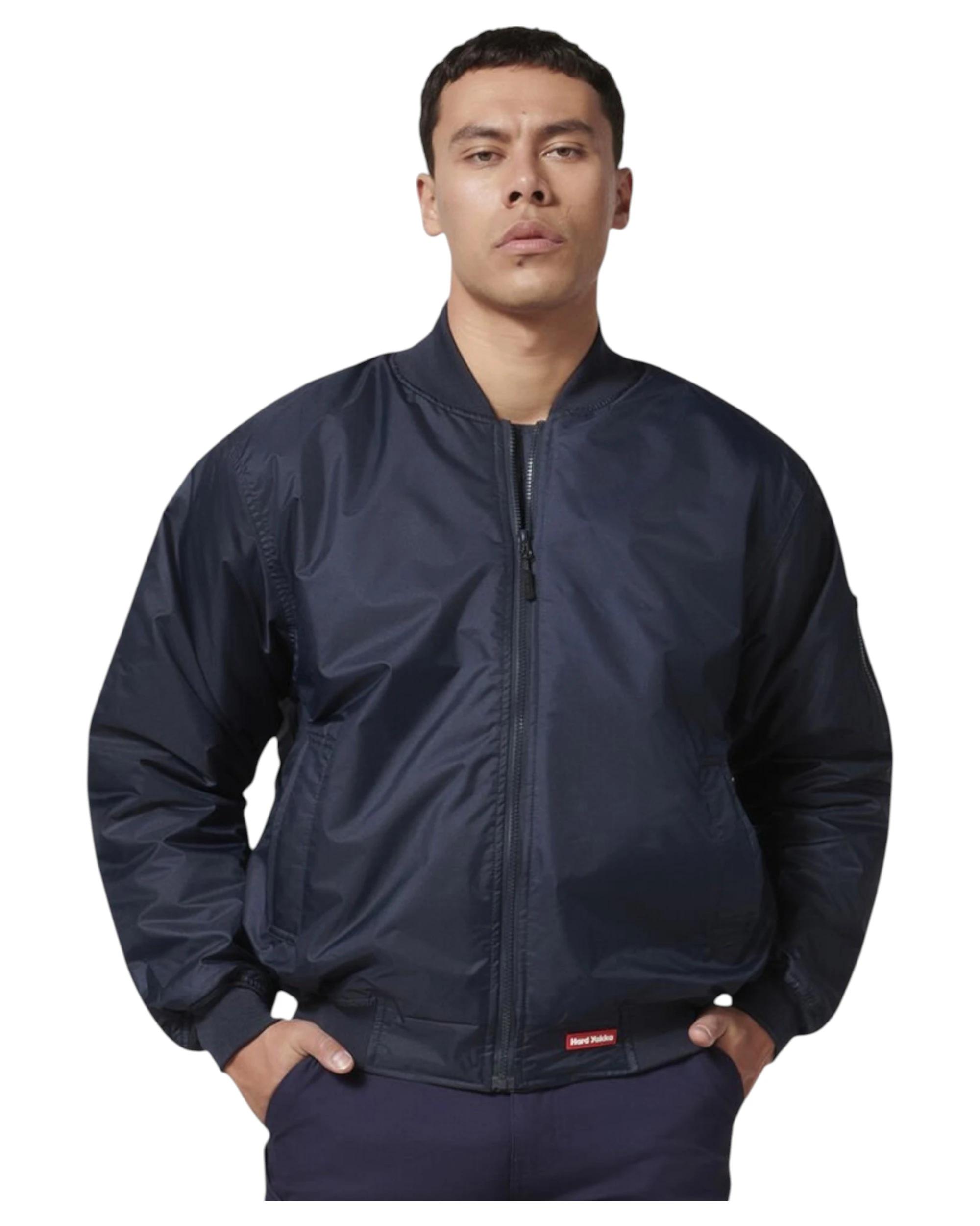 3 Hard Yakka Mens Bomber Jacket Waterproof Winter Zip Up Navy NAVY, 3 of 6