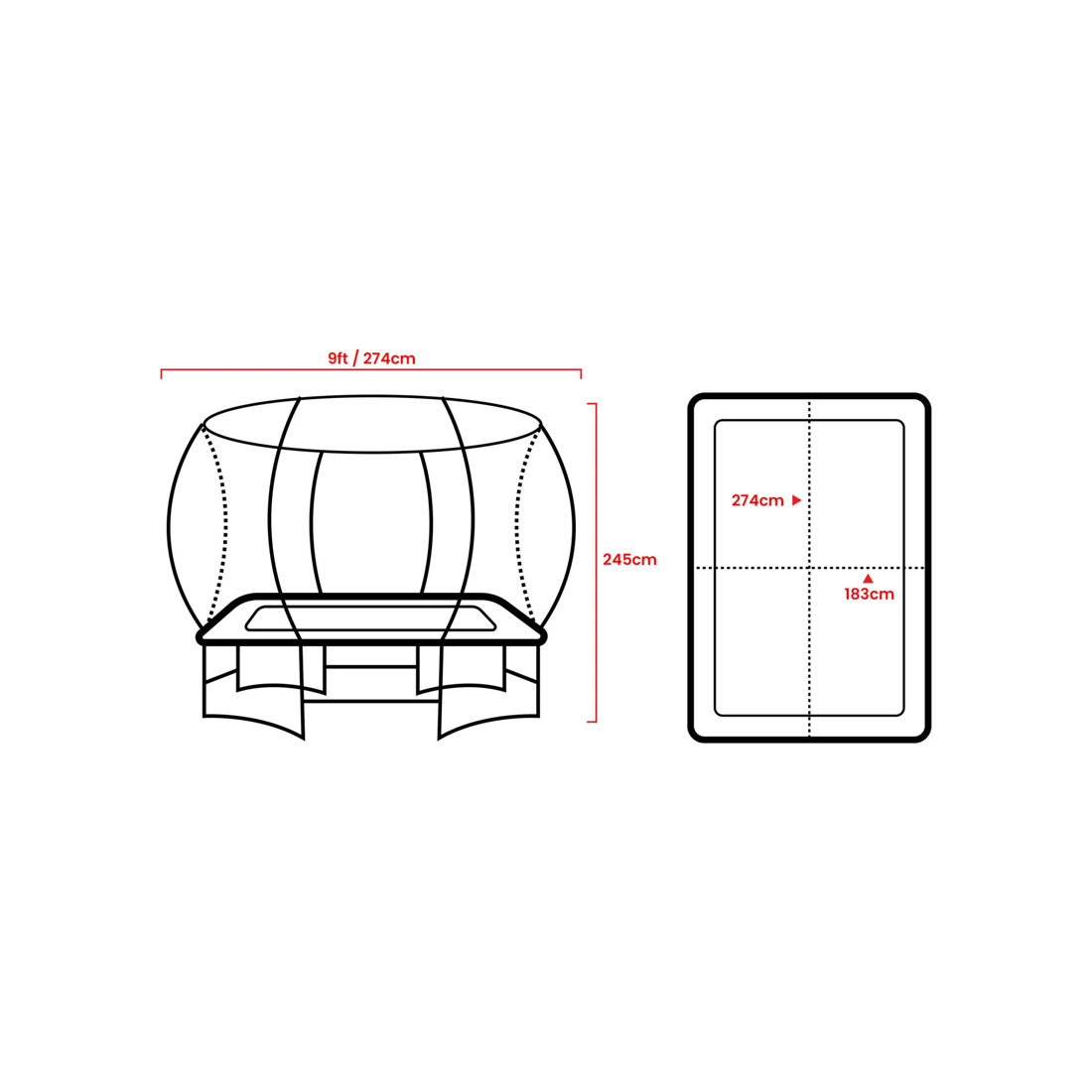 2 Kahuna 6 ft x 9 ft Rectangular Outdoor Trampoline with LED Basketball Set - Orange, 2 of 5