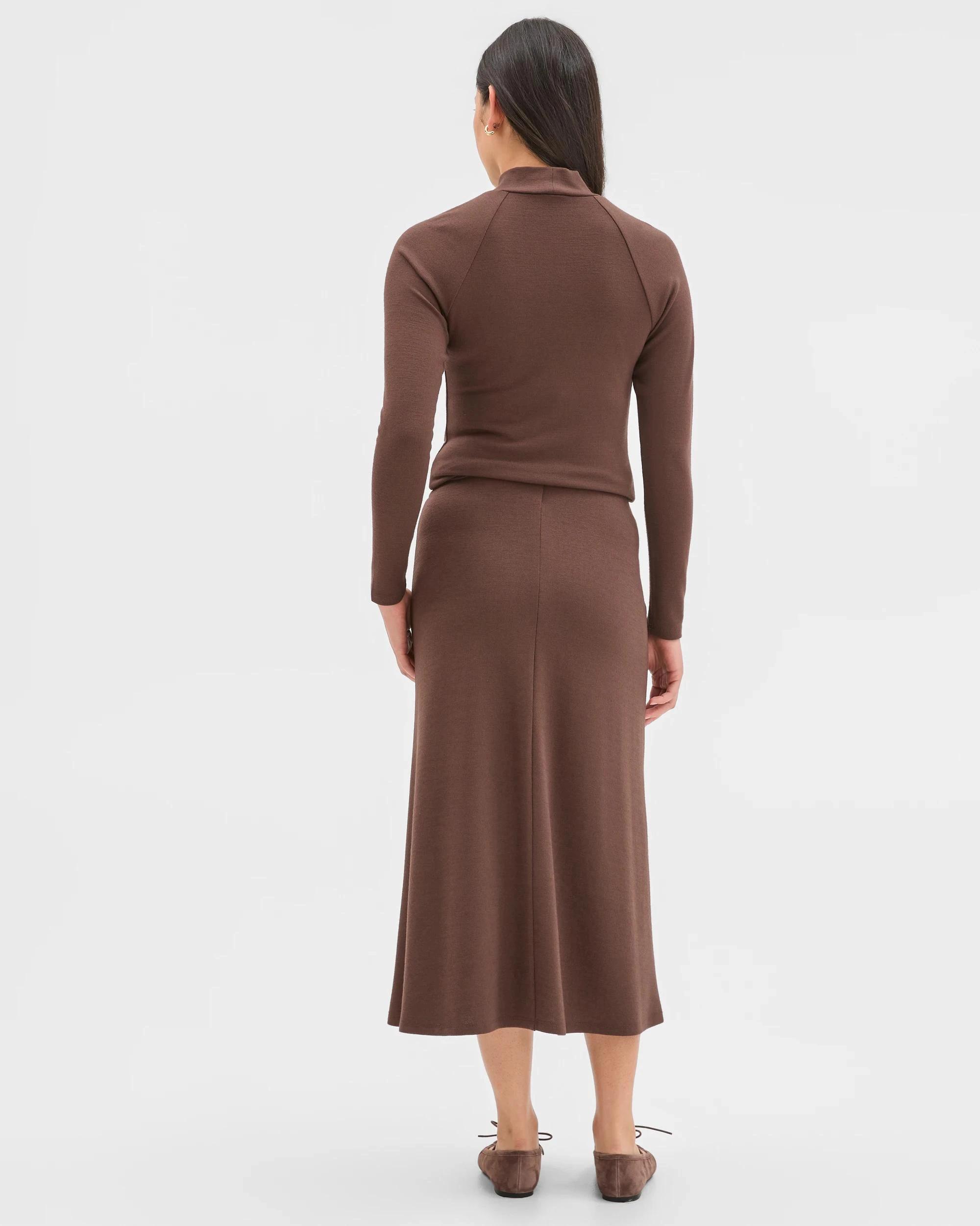5 Preview Drape Knit Midi Length Skirt GANACHE, 5 of 6