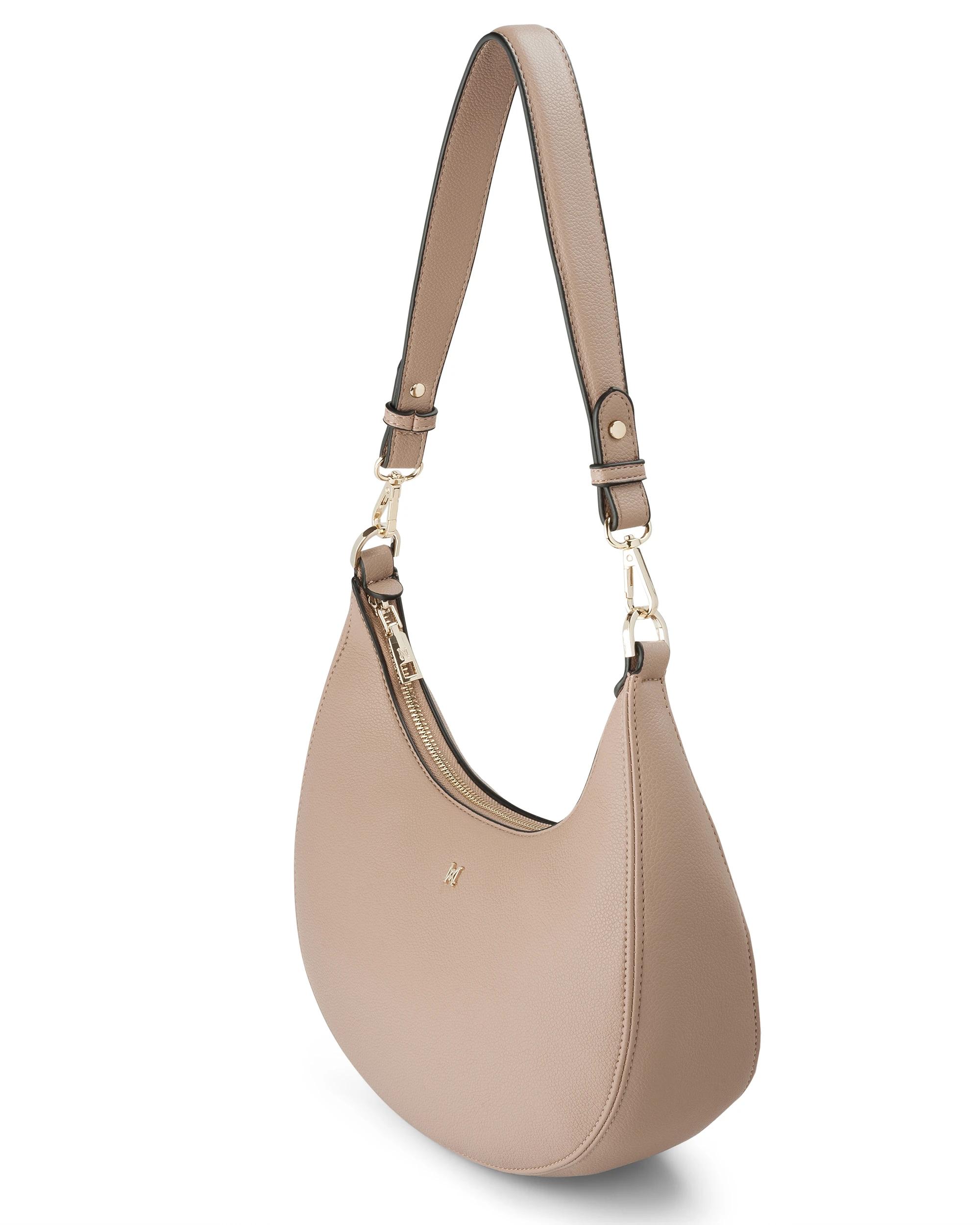 3 Madison Accessories Pia Crescent Hobo Convertible Crossbody TAUPE, 3 of 5