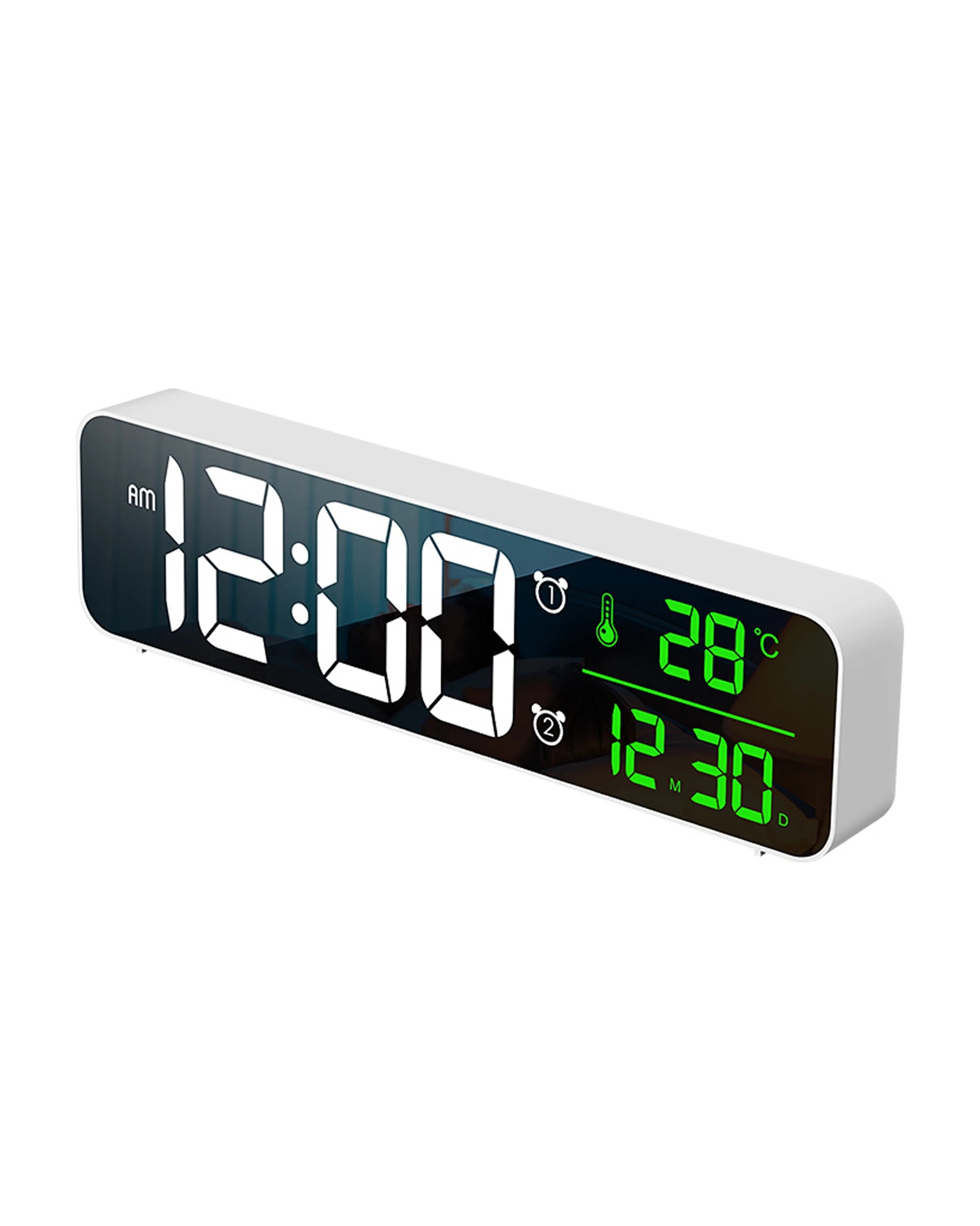 1 TODO LED Digital Alarm Clock Temperature Music Alarm USB Power Wall Clock - White, 1 of 3