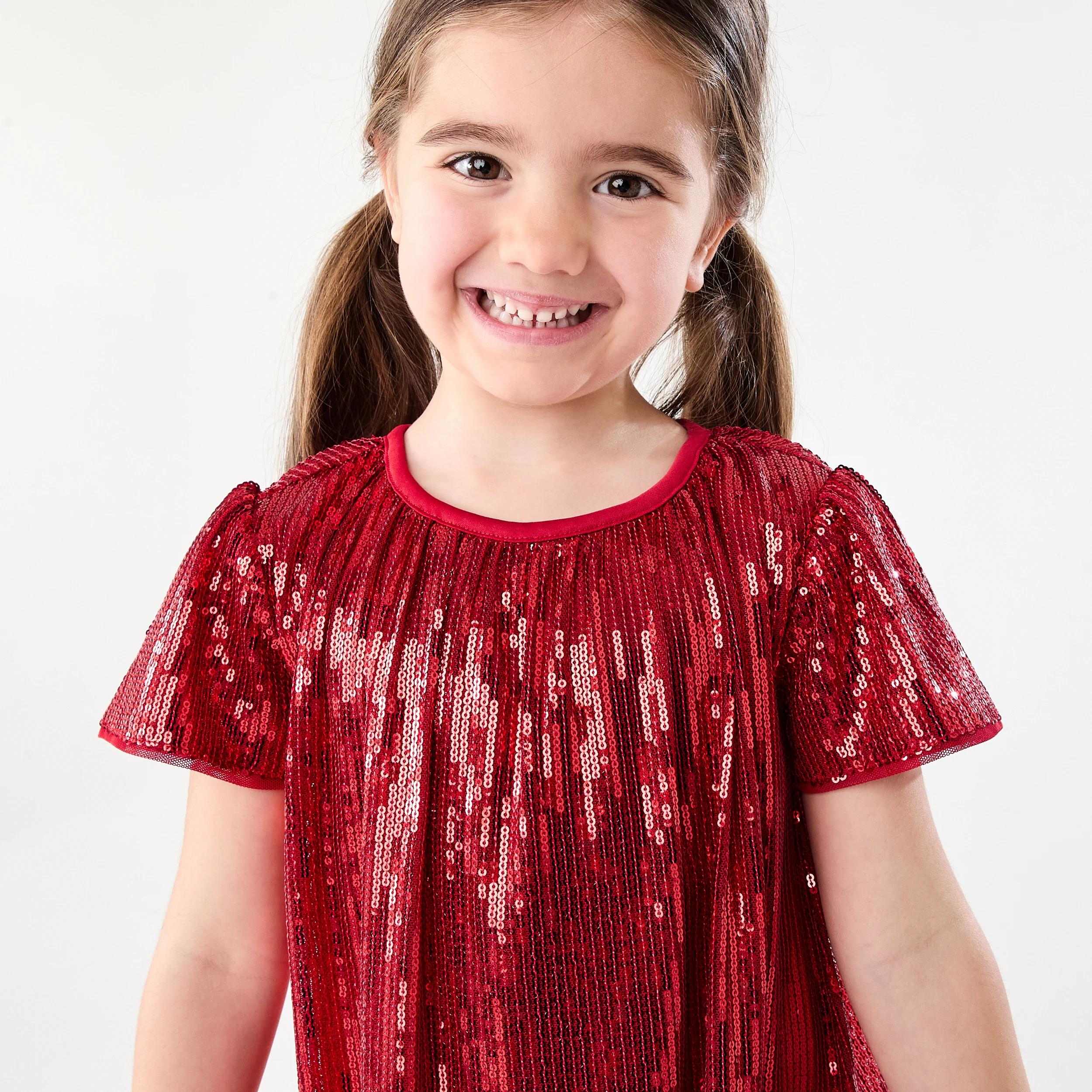 3 Sequin Party Dress Strawberry, 3 of 8