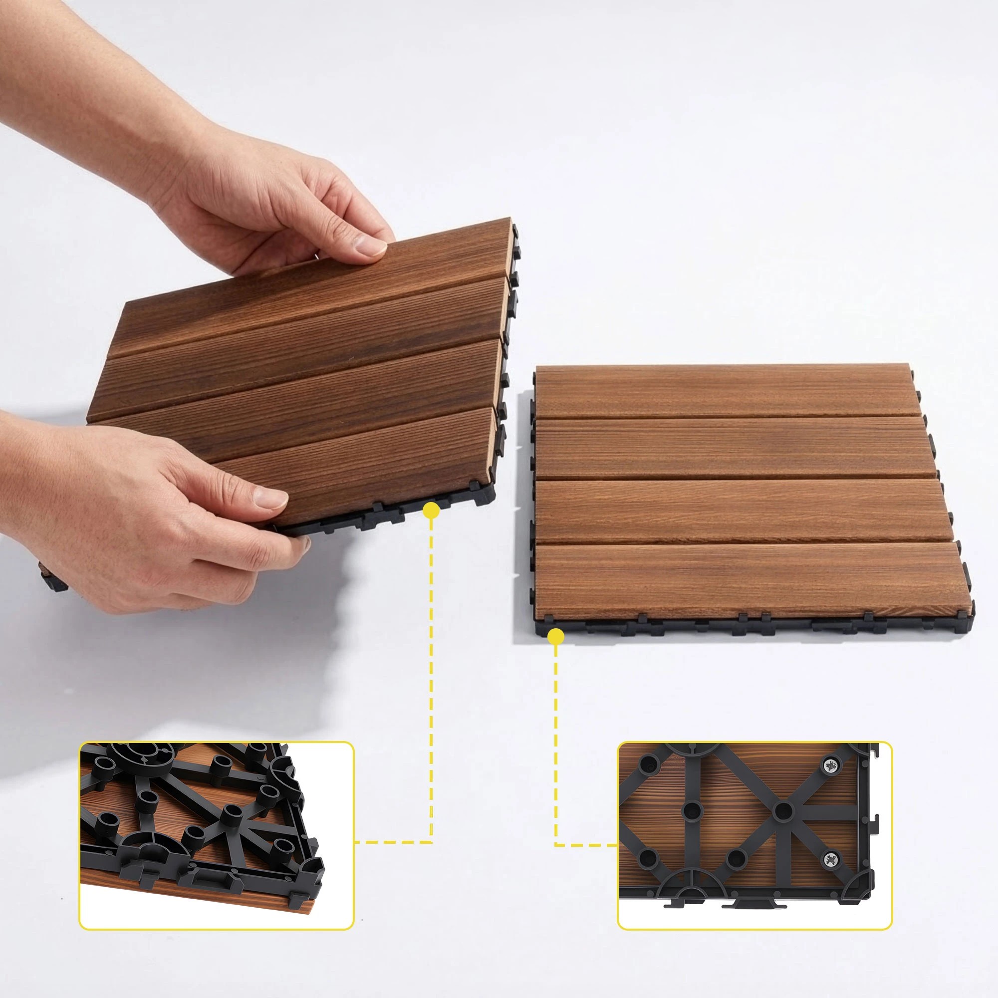 4 Gardeon 27PCS Wood Deck Tiles 30x30cm Interlocking Floor Tiles for Patio Balcony - Natural, 4 of 7