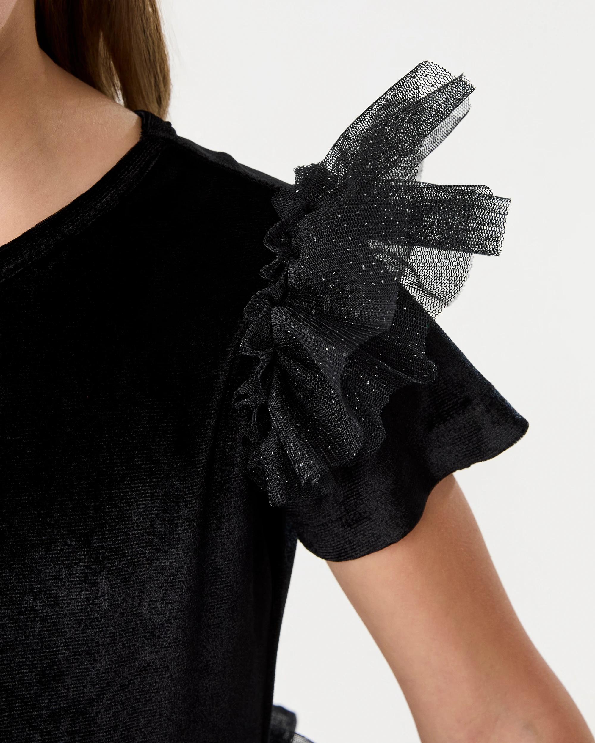 4 Short Sleeve Tutu Dress Black, 4 of 8