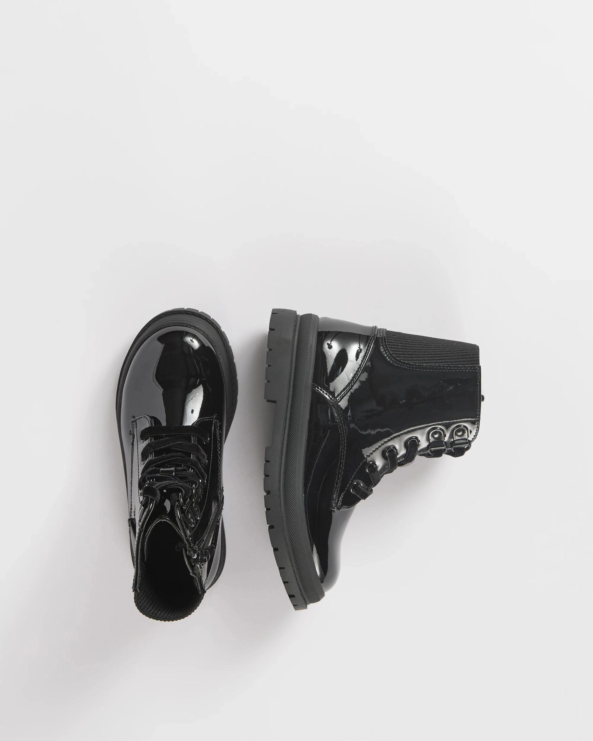 2 Target Kids Younger/Older Girls Lace Up Boots BLACK, 2 of 4