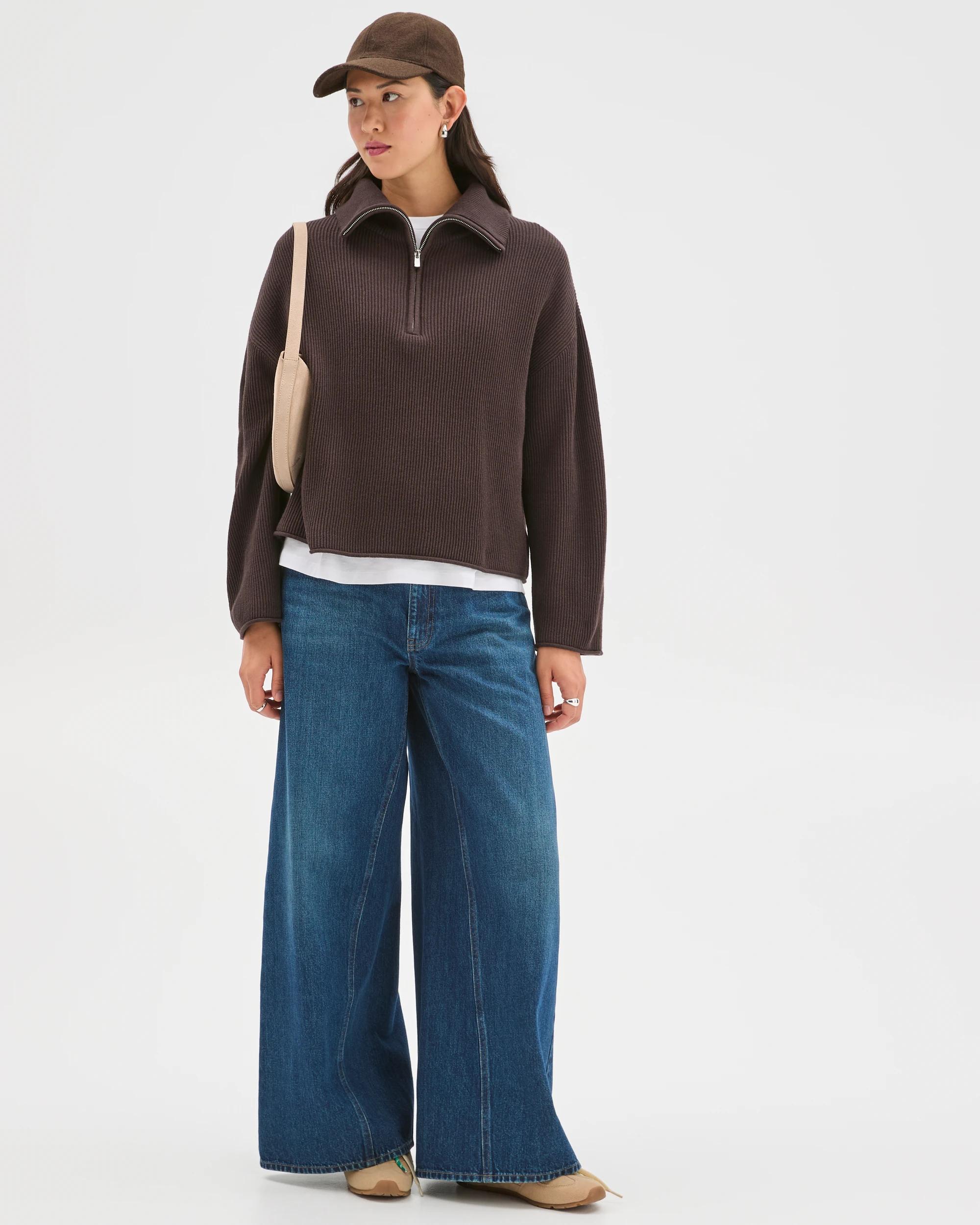 2 Target Woman Australian Cotton Blend Zip Collar Jumper BRUNETTE, 2 of 7