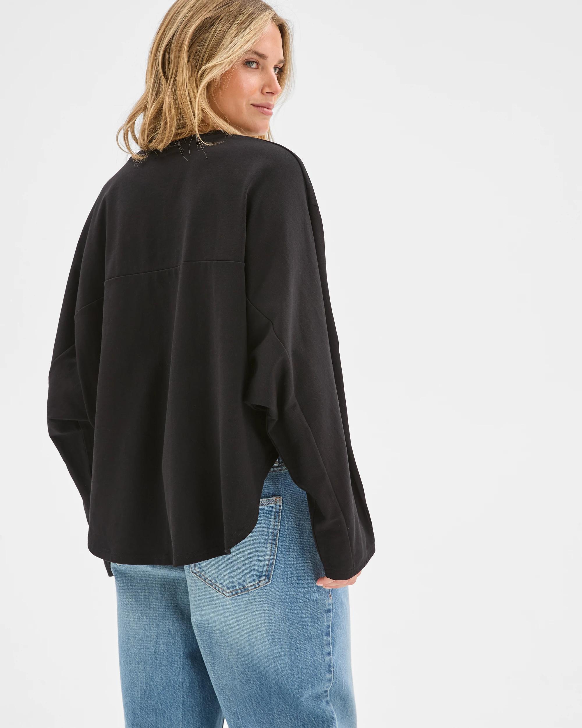 7 Lily Loves Australian Cotton Dolman Sleeve T-Shirt BLACK, 7 of 7