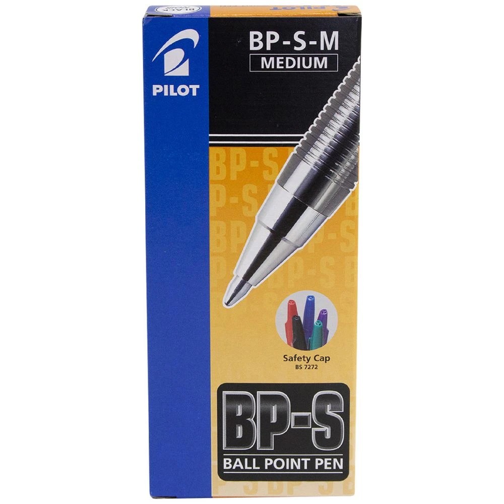 1 PILOT BP-S Medium Ballpoint Pens Black 12 Pack, 1 of 3