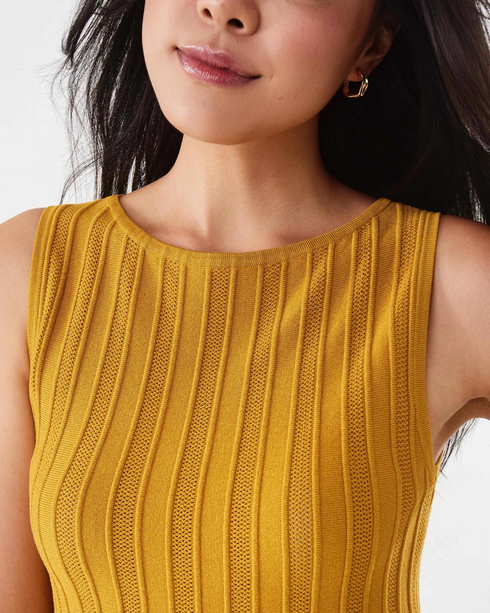 6 Sleeveless Peplum Knit Top Yllw Brass, 6 of 7