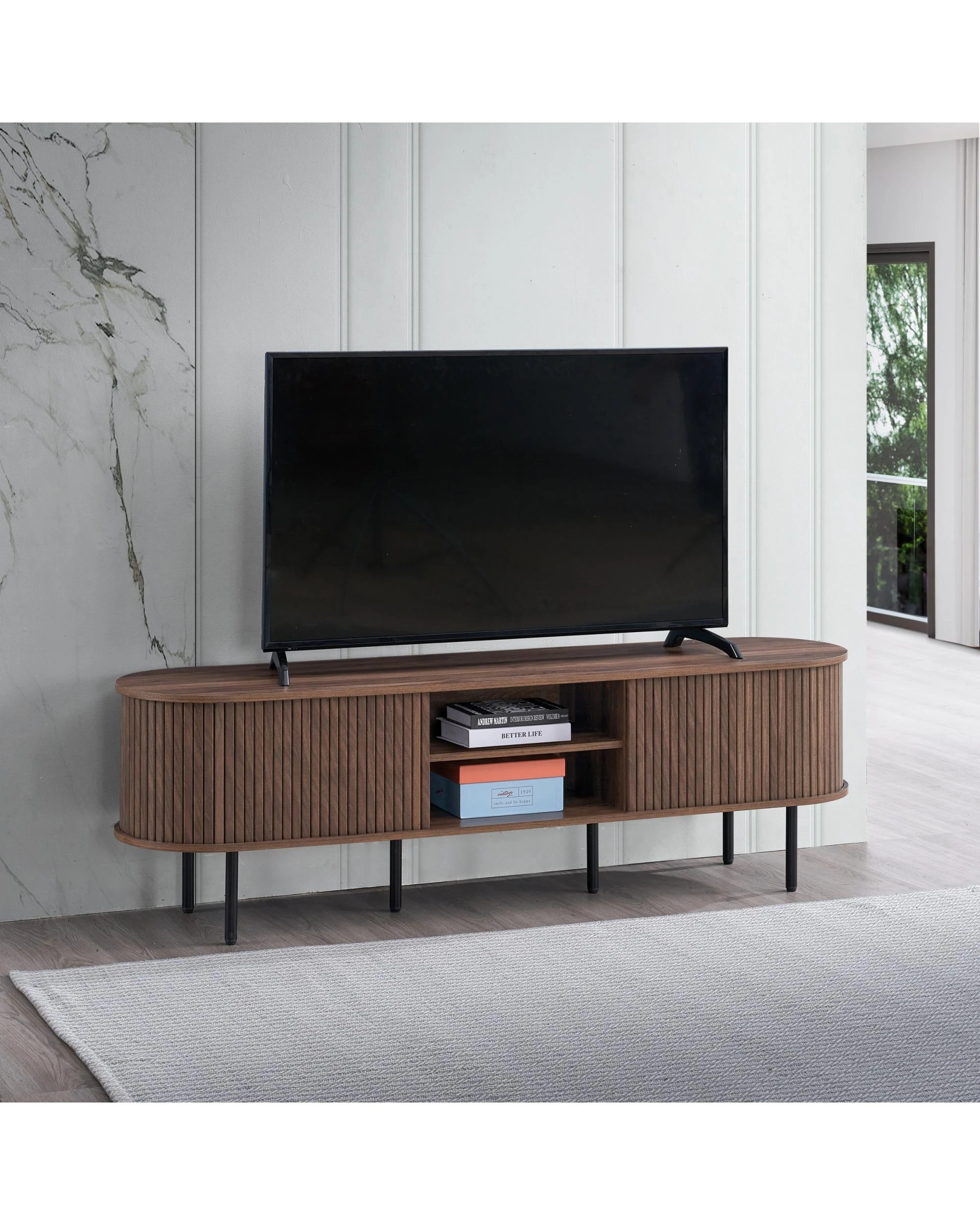 2 Kodu TV Entertainment Unit 170cm 2 Doors Walnut - Brown, 2 of 8