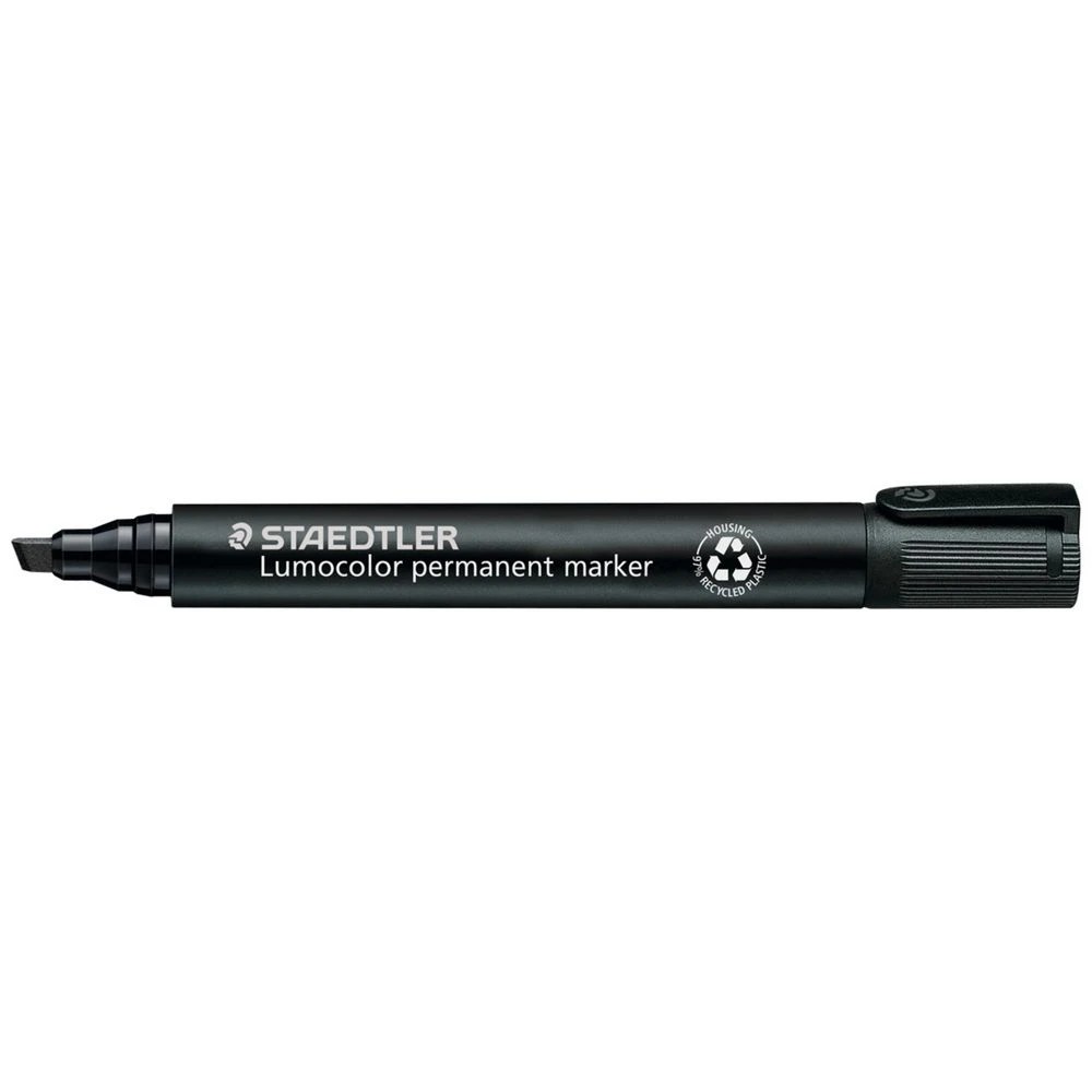 6 Staedtler Lumocolour Permanent Marker Chisel Black 4 Pack, 6 of 7