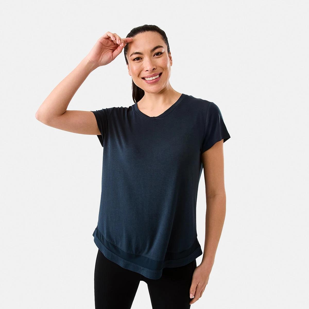 1 Active Womens Short Sleeve Mesh T-shirt SKY CAPTAIN, 1 of 6