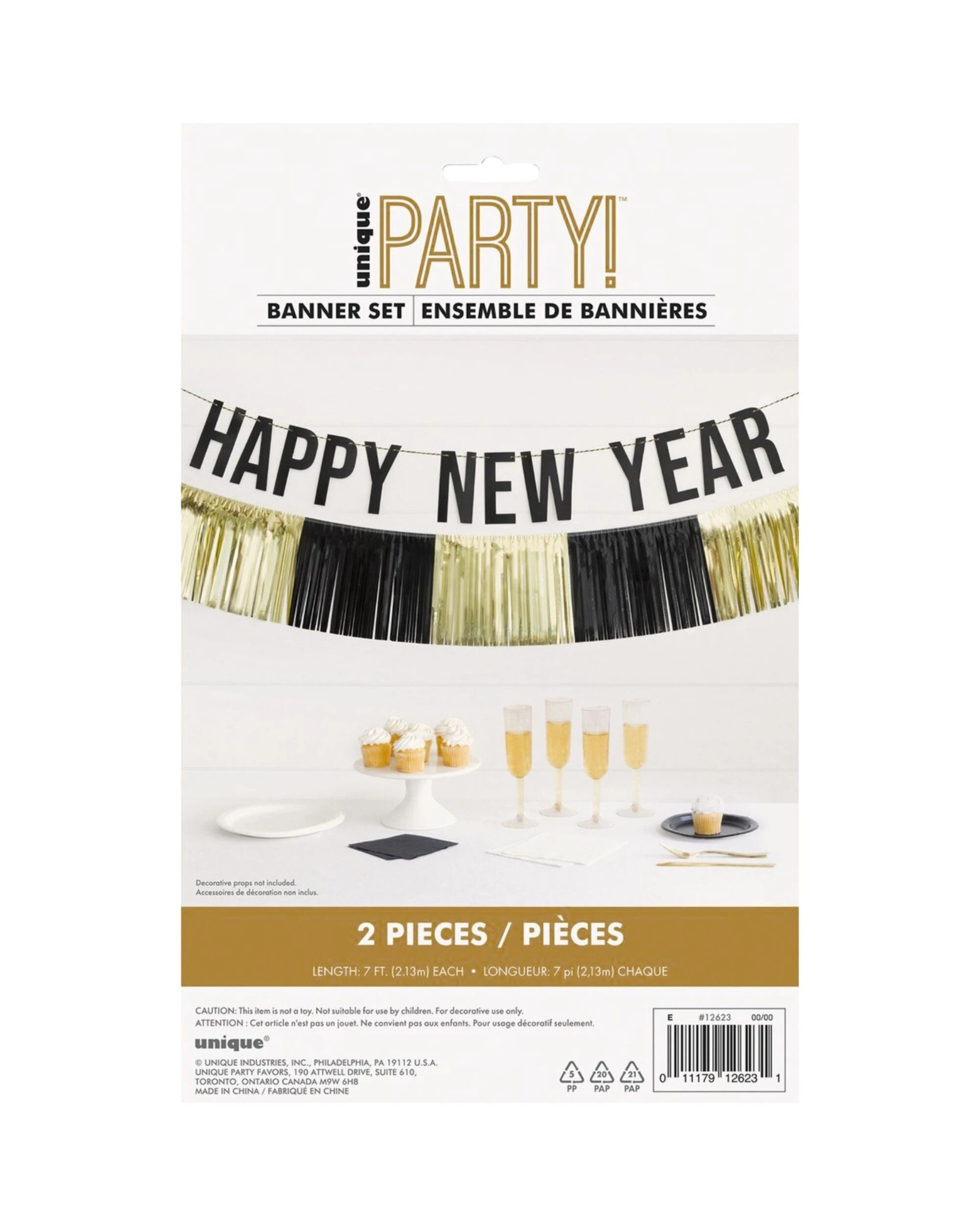 2 Meteor Happy New Year Black and Gold Banner Set - Gold, 2 of 2