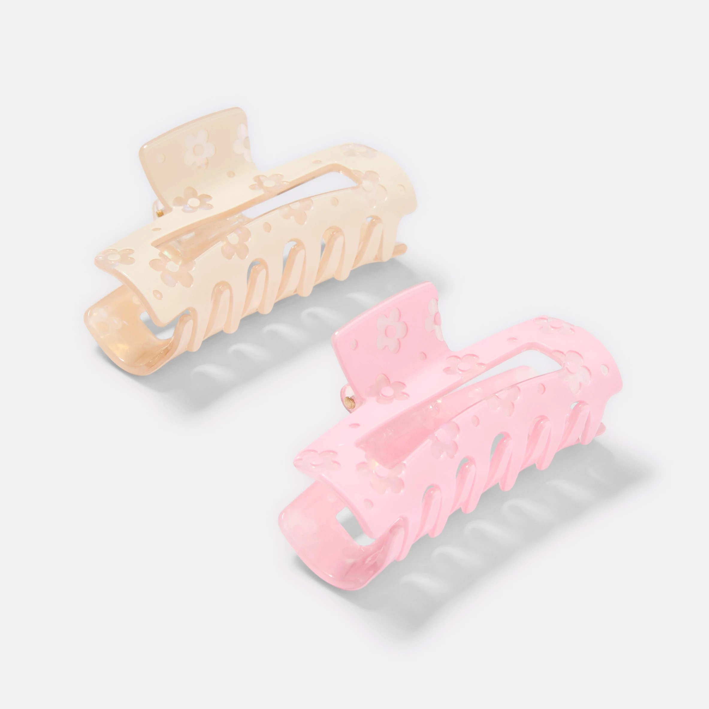 2 2 Pack Rectangle Flower Claw Hair Clips, 2 of 4