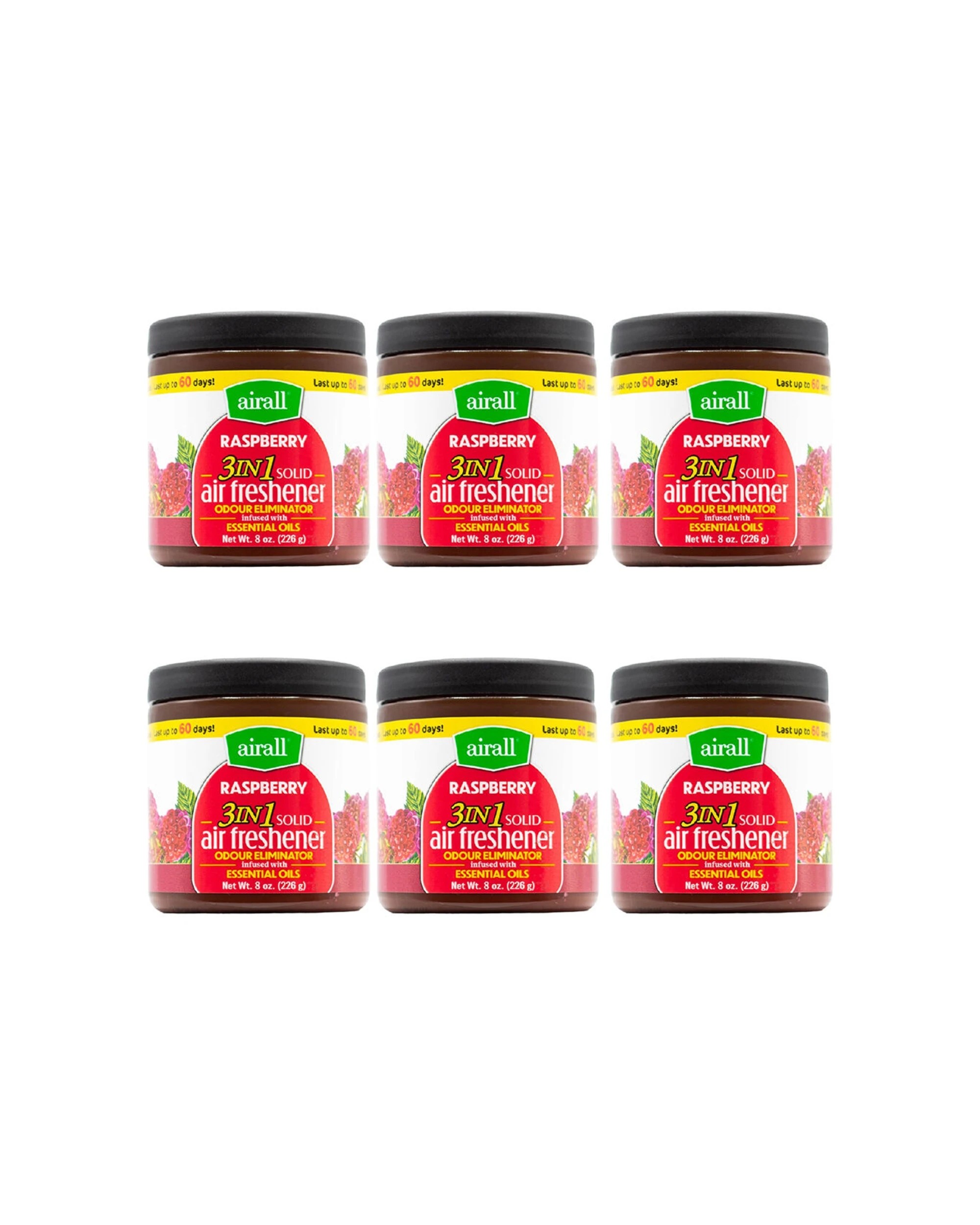 1 AIRALL 6PK 3in1 Air Freshener With Essential Oils Raspberry - Multi, 1 of 4