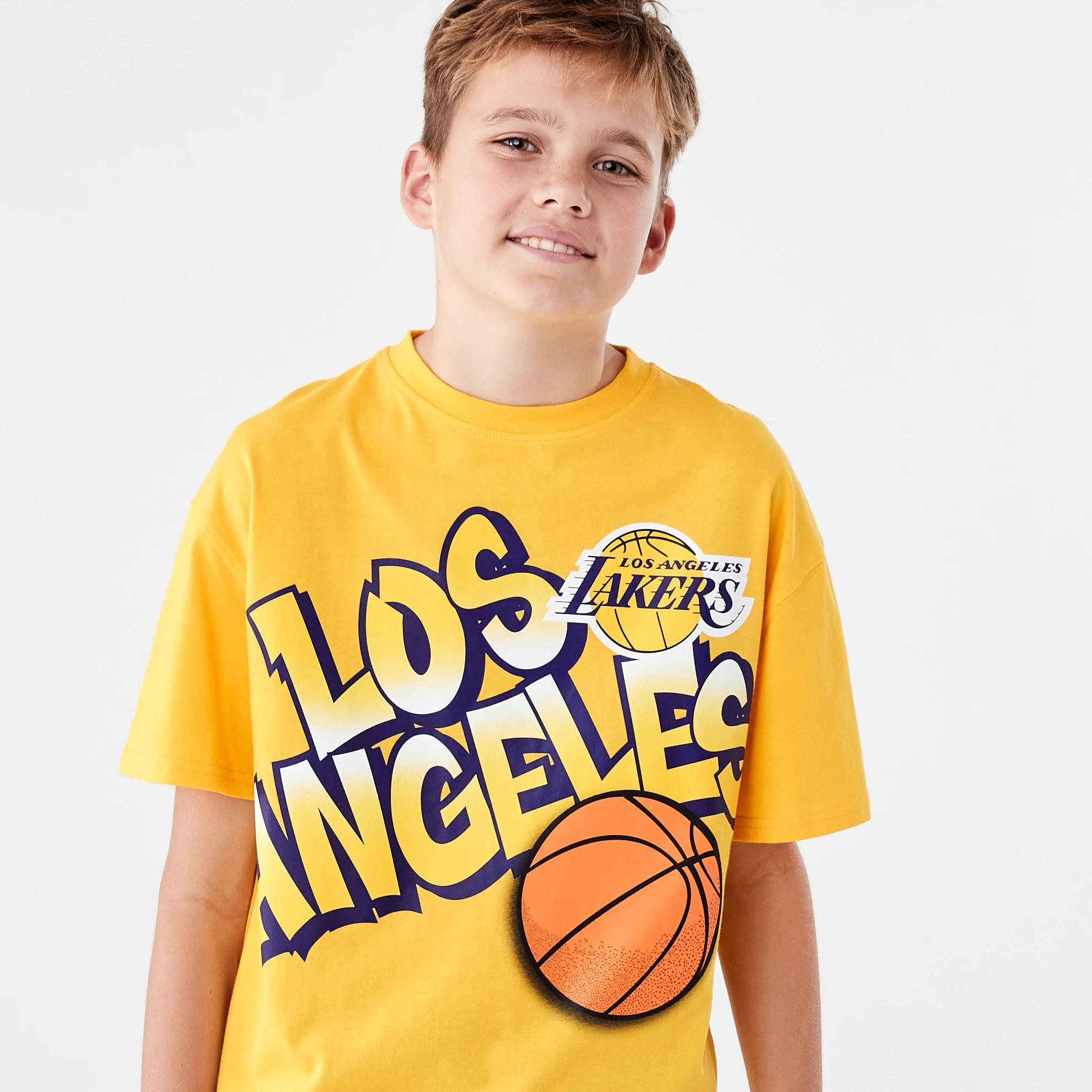 4 Official NBA Kids T-shirt YELLOW LAKERS TEE, 4 of 7