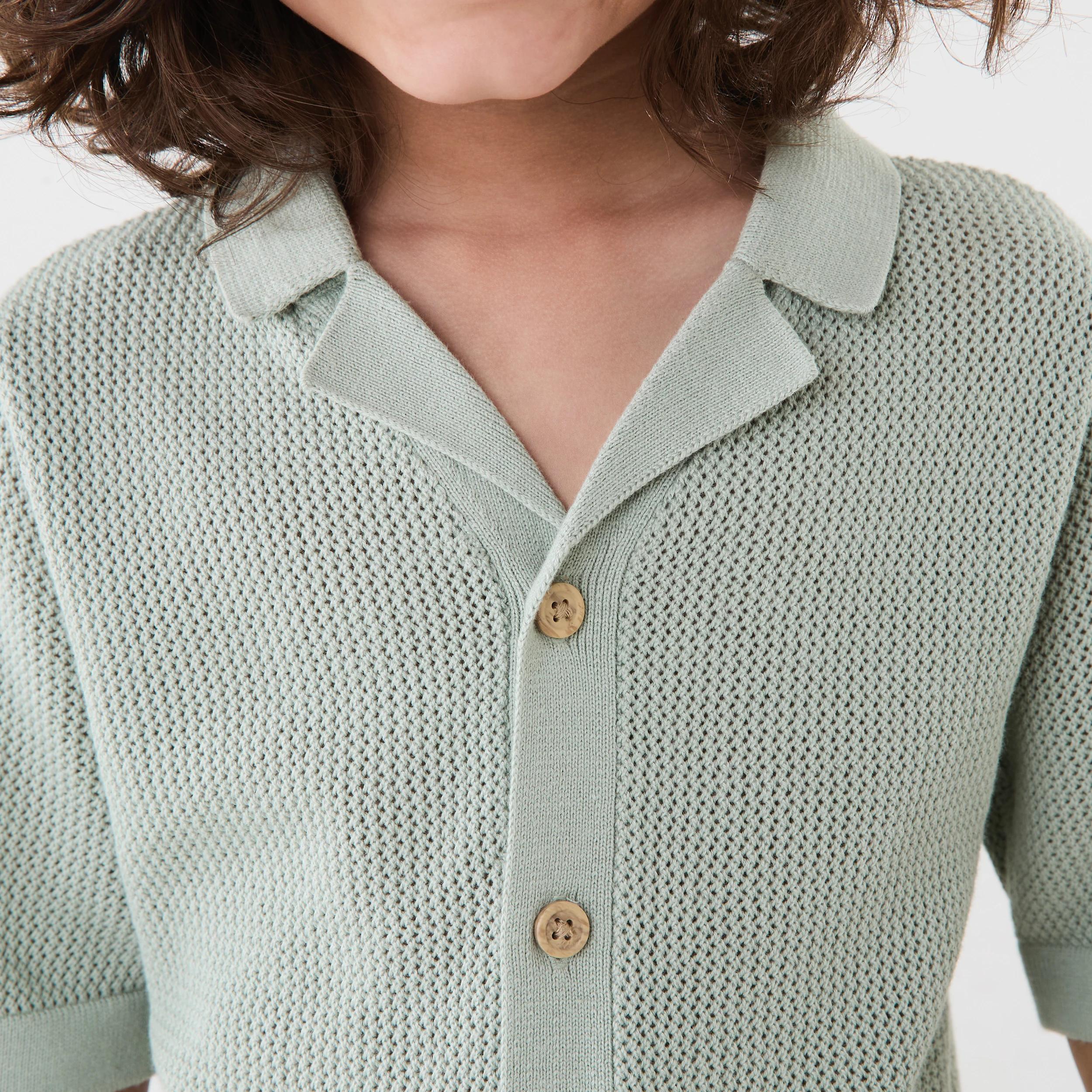 4 Short Sleeve Knit Shirt Aqua Grey, 4 of 8