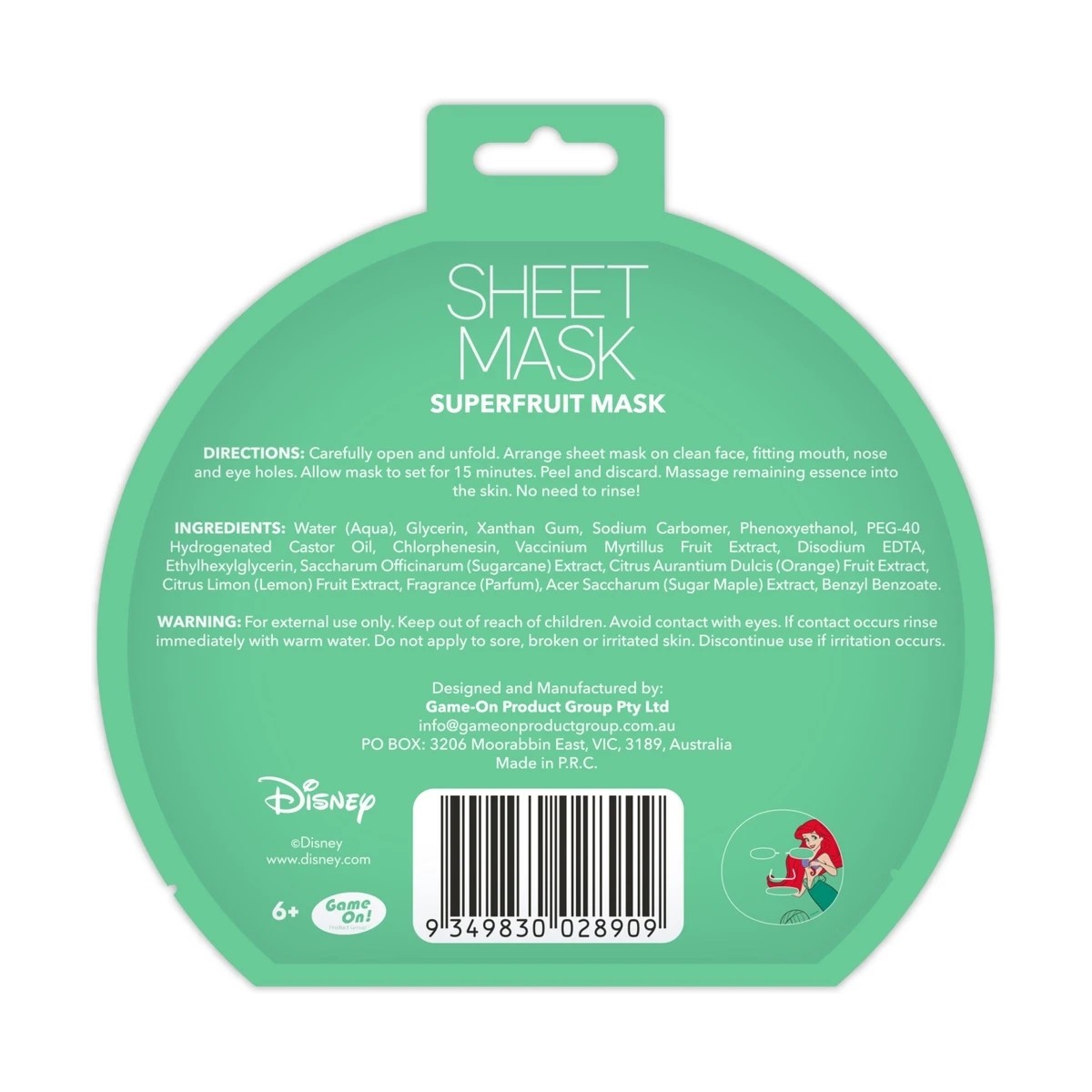 3 Disney The Little Mermaid Superfruit Sheet Mask 20ml - Sweet Peach Scent, 3 of 3
