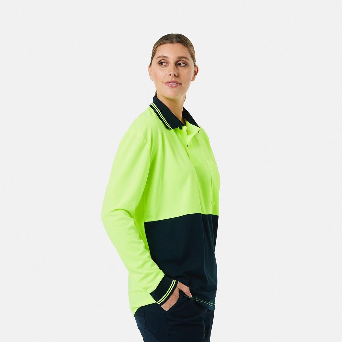 4 Hi-Visibility Long Sleeve Polo Shirt Yellow, 4 of 10