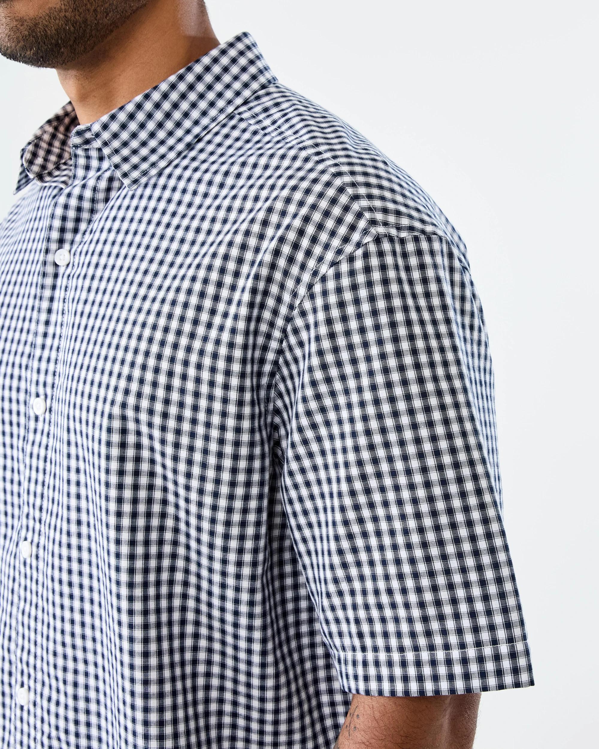 5 Short Sleeve Boxy Check Shirt Blk Ginghm, 5 of 8