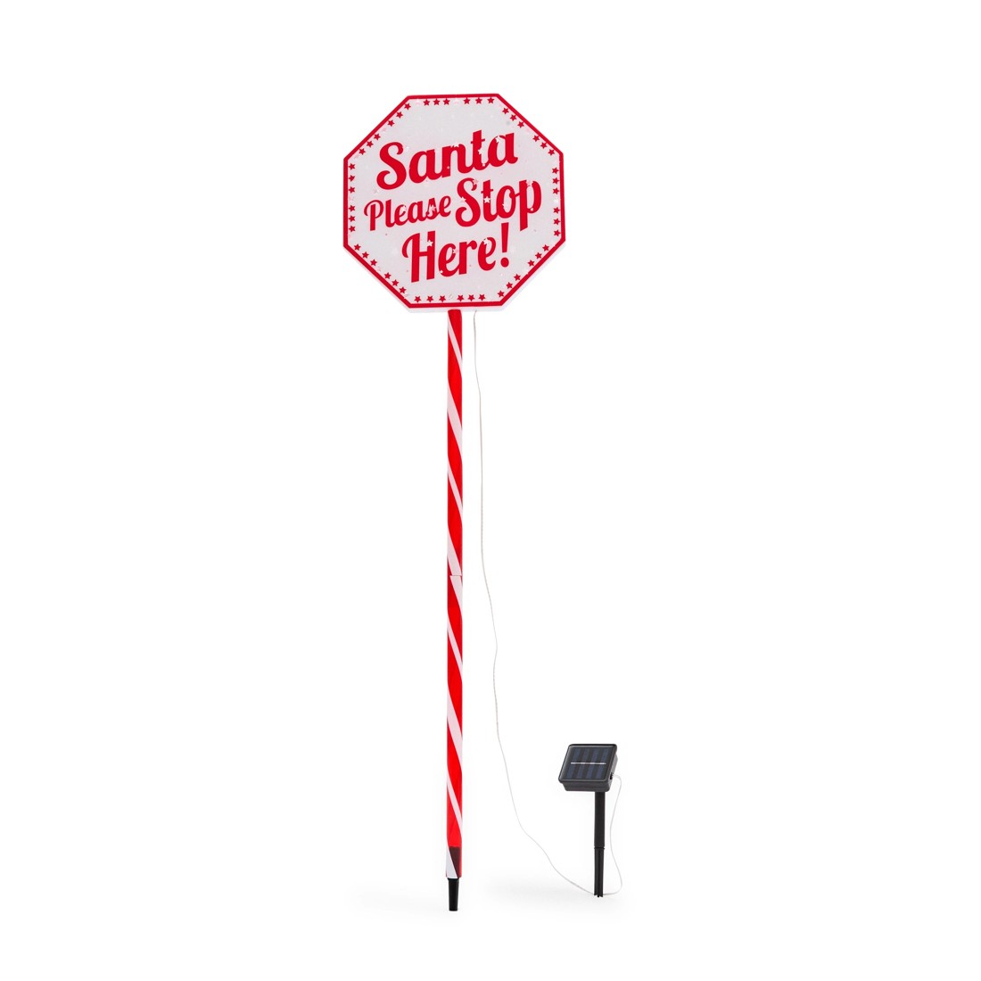 4 Solar LED Light Up Santa Stop Here Stake, 4 of 8