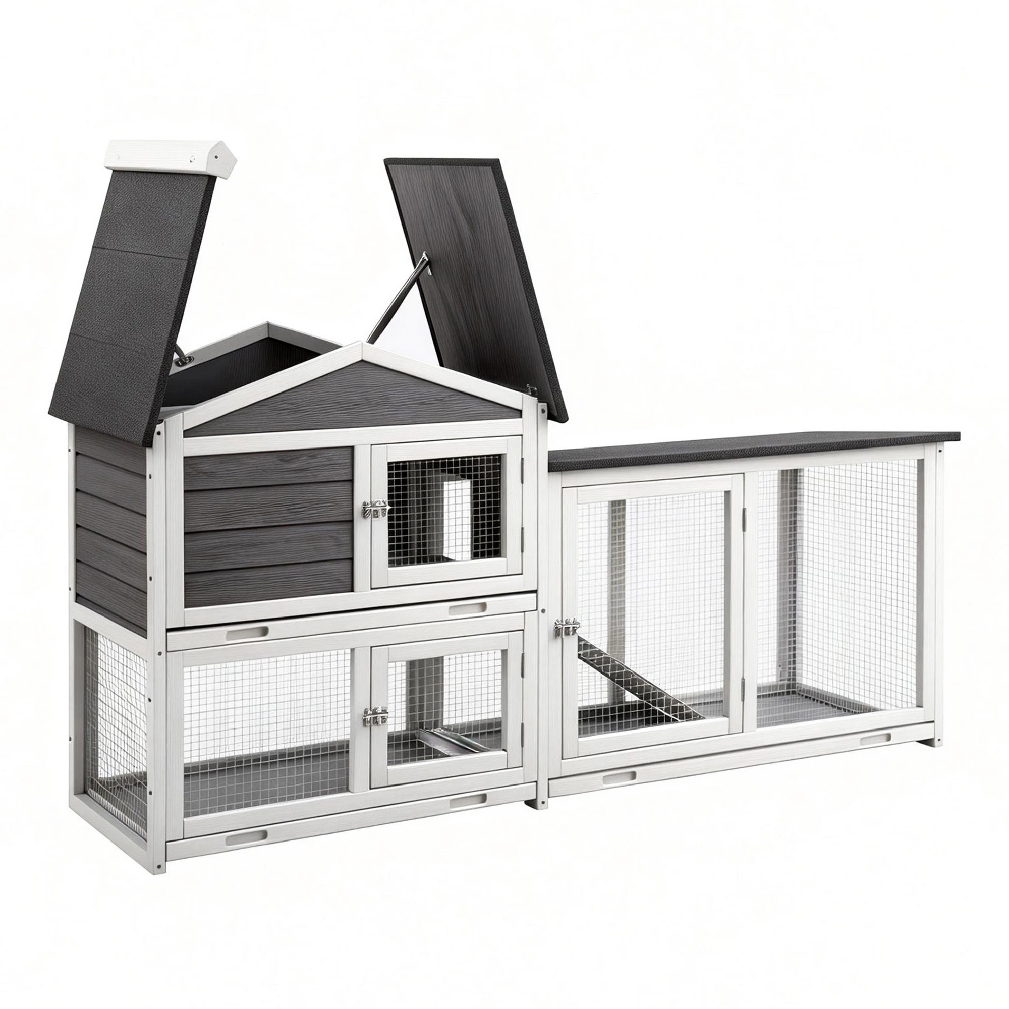 1 i.Pet Chicken Coop Rabbit Hutch Extra Large Wooden Run Cage House With Run - Multi, 1 of 1