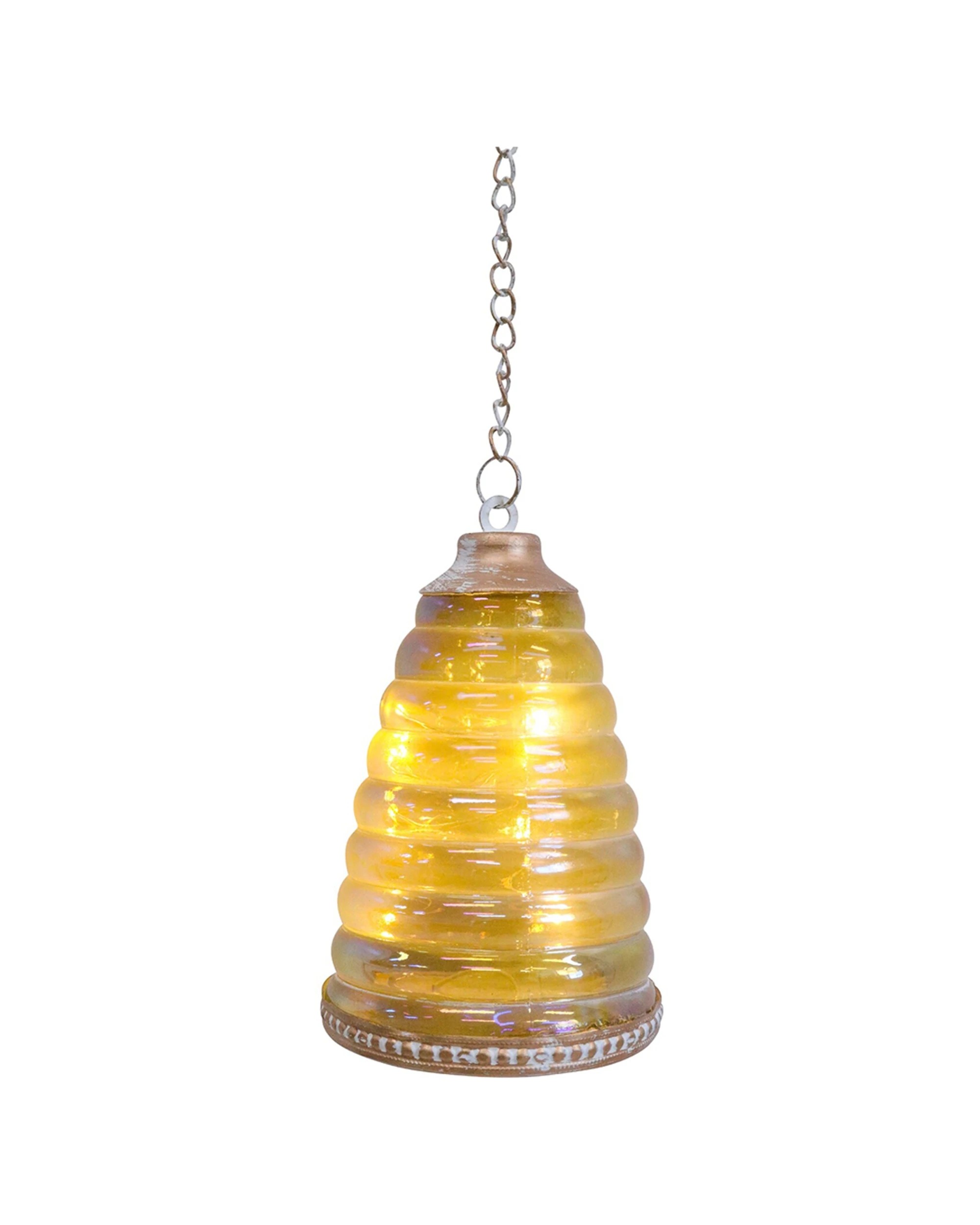 1 LVD Hanging LED Hive Decorative Lantern Lighting Glass Metal Home Decor 12.5cm - Multi, 1 of 2