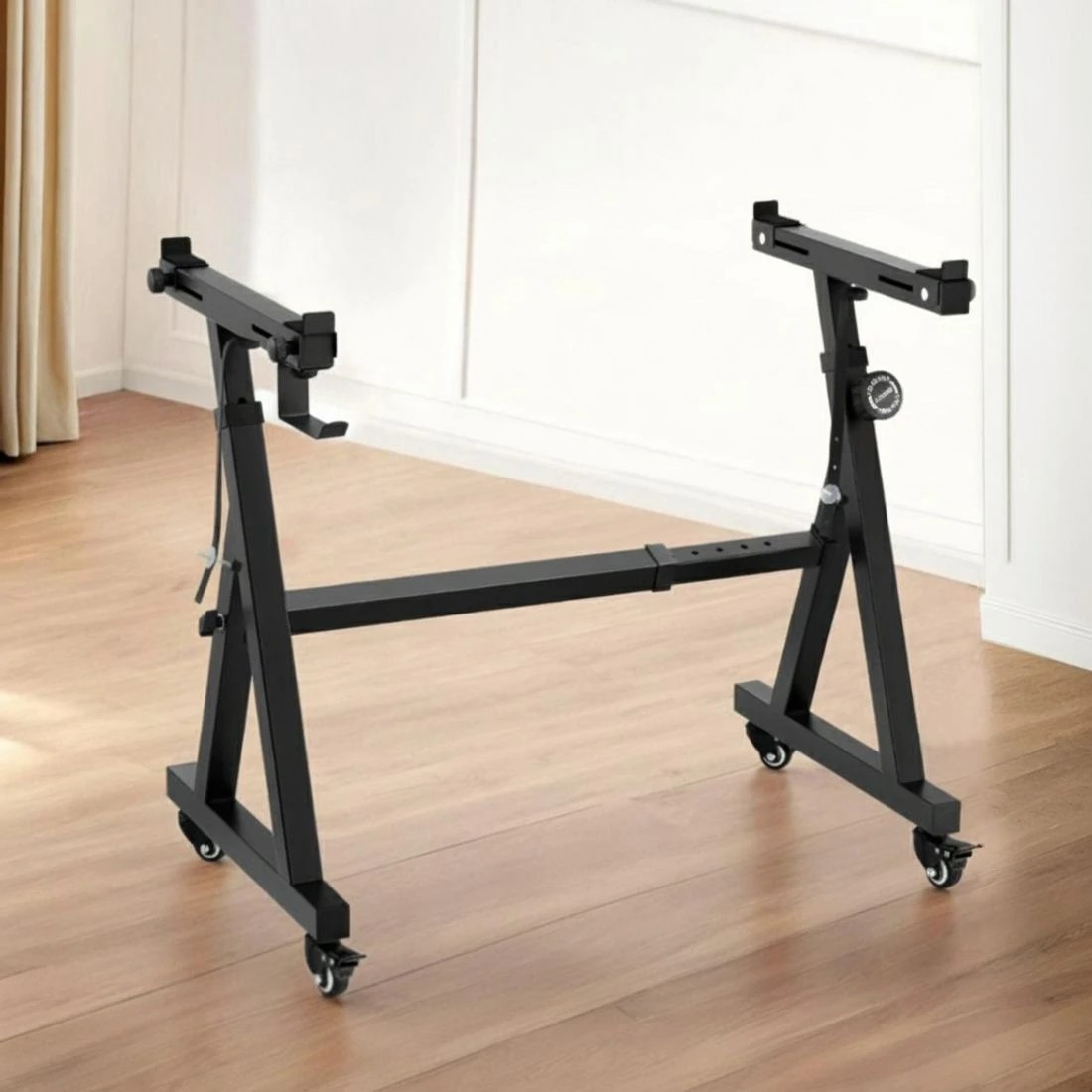6 Alpha Heavy Duty Adjustable Piano Stand with Lockable Wheels Z-Stand - Black, 6 of 6