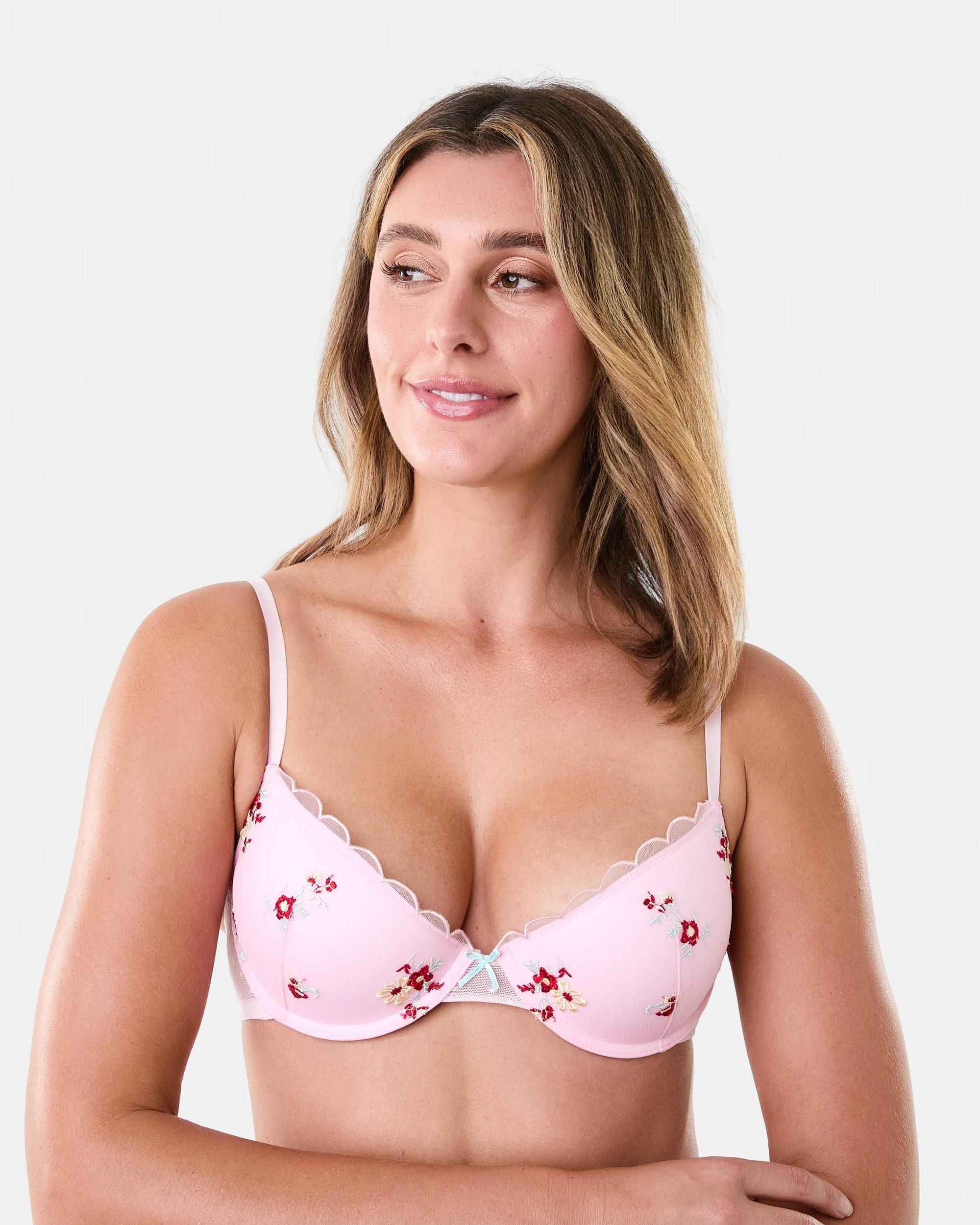 1 Co-ordinated Embroidered Mesh Push-Up Bra Flrl Emb P
