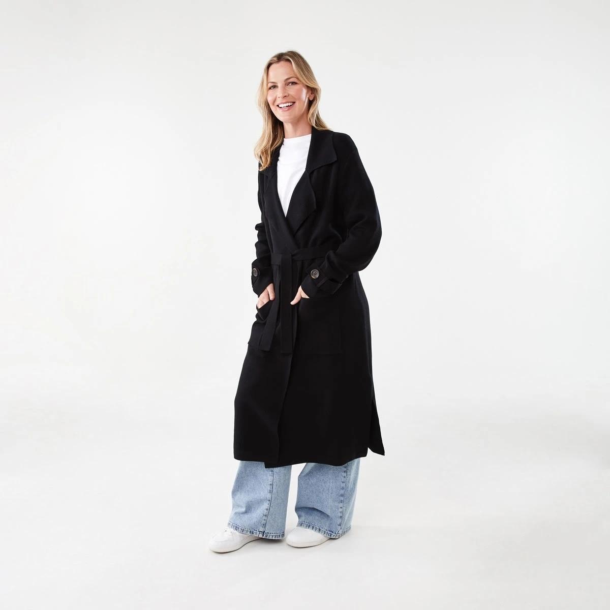 3 Trench Coatigan Black, 3 of 8