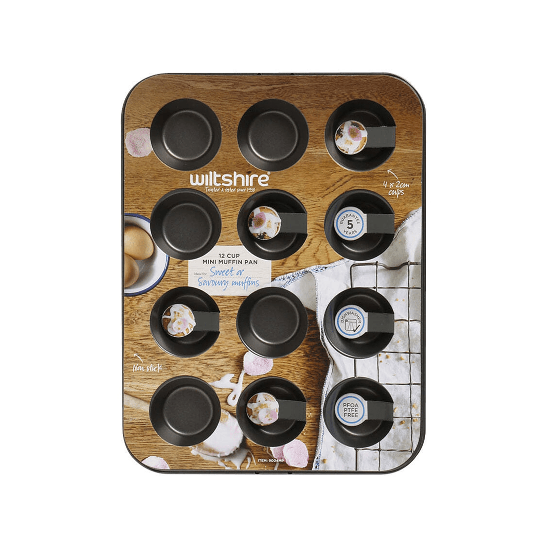 3 Wiltshire Easybake 12 Cup Non-stick Mini Muffin/cupcakes Baking Tray Pan
 - Black, 3 of 3