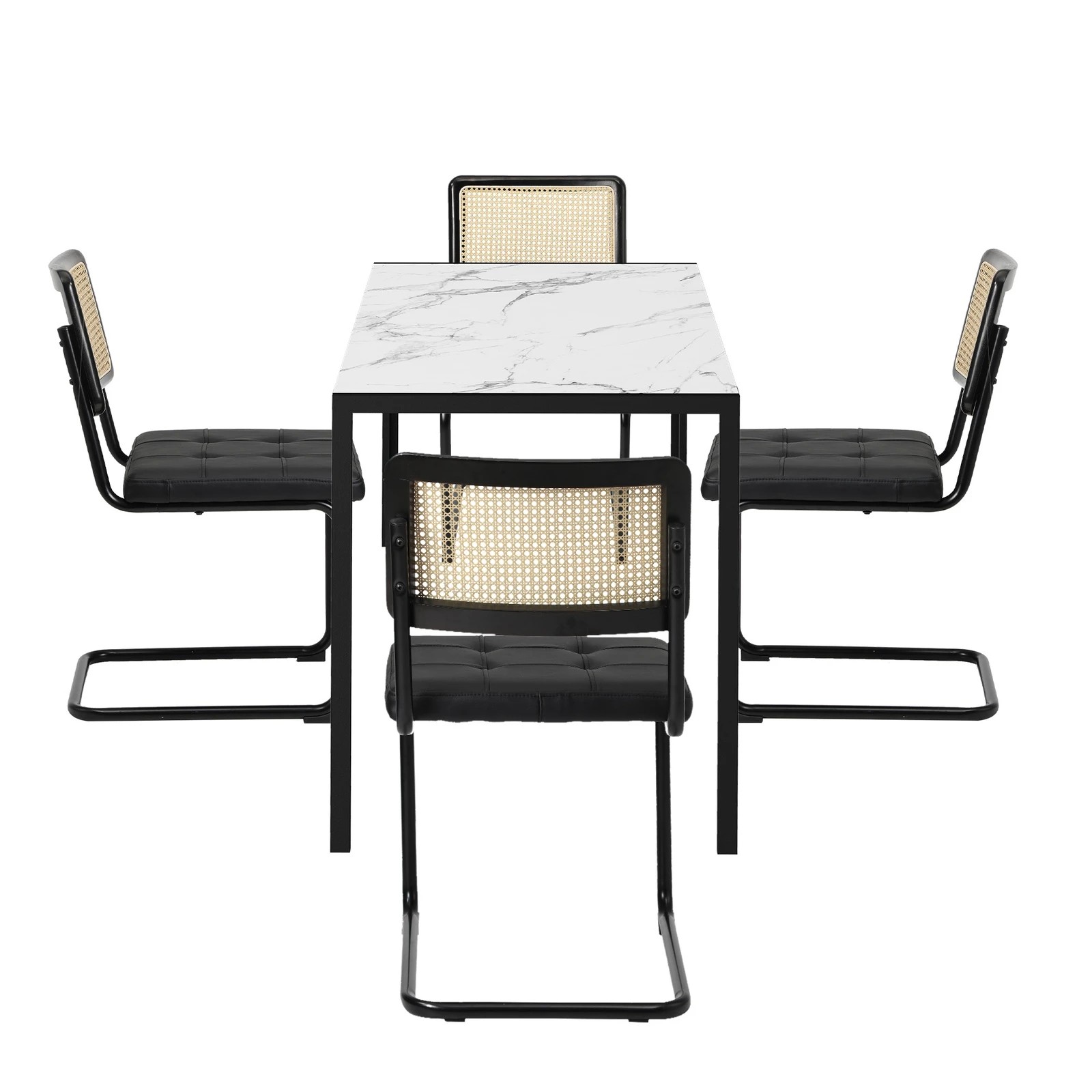 8 Oikiture 120cm Rectangle Dining Table with 4PCS Dining Chairs Leather - Black, 8 of 9