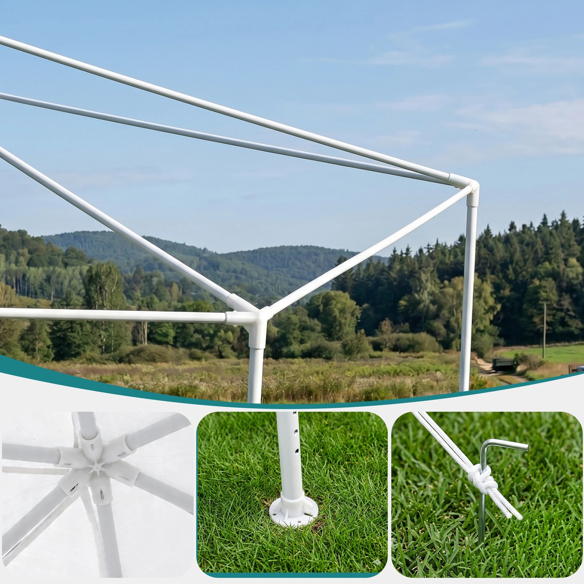 6 Instahut Gazebo Hexagonal Garden Marquee Net Canopy Tent Outdoor - White, 6 of 8