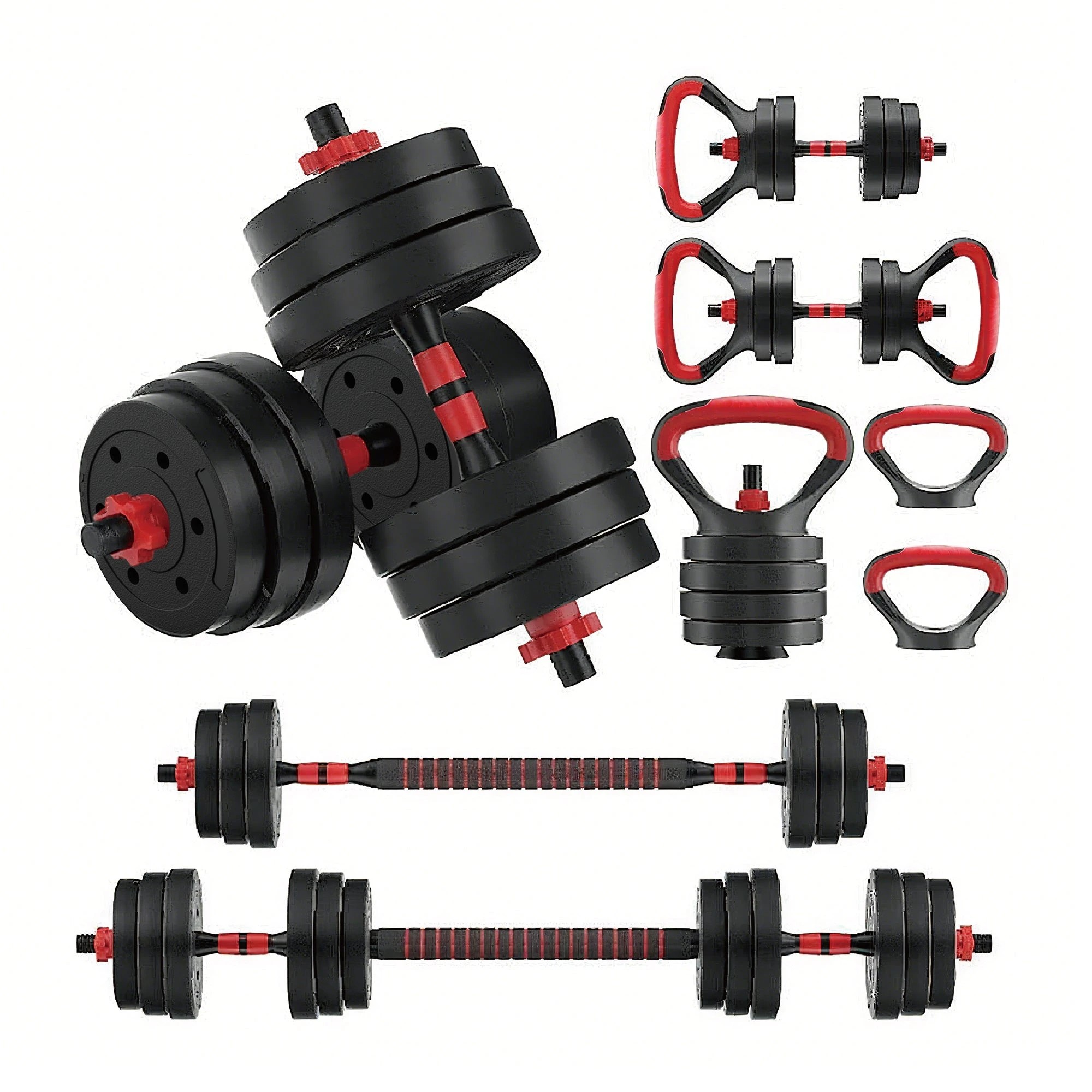 1 Fitness Master 30kg 7in1 Adjustable Dumbbell Barbell Kettlebell Set Home Gym, 1 of 10