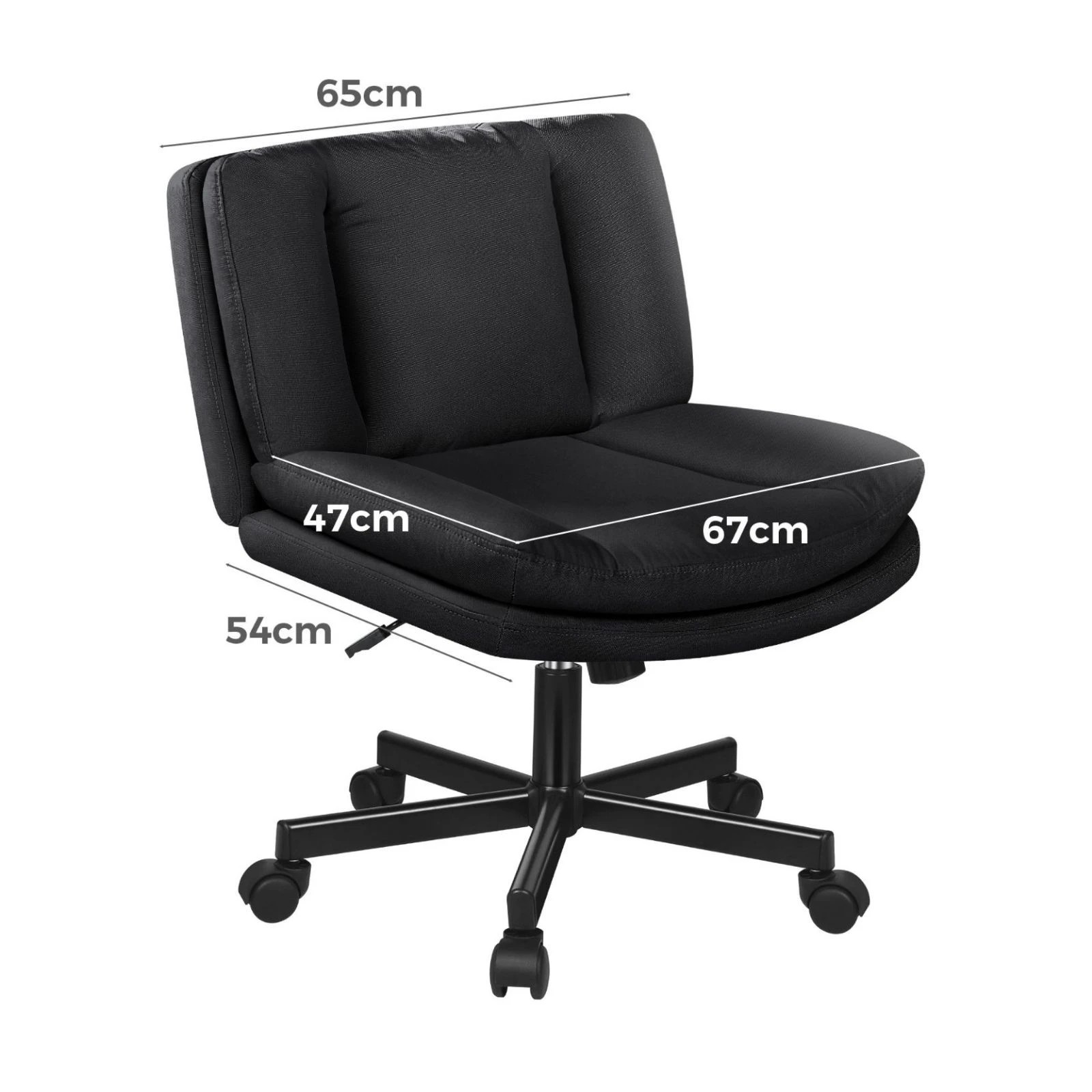 7 Alfordson Armless Office Desk Chair Mid Back Wide Seat w/ Wheels Fabric - Black, 7 of 10