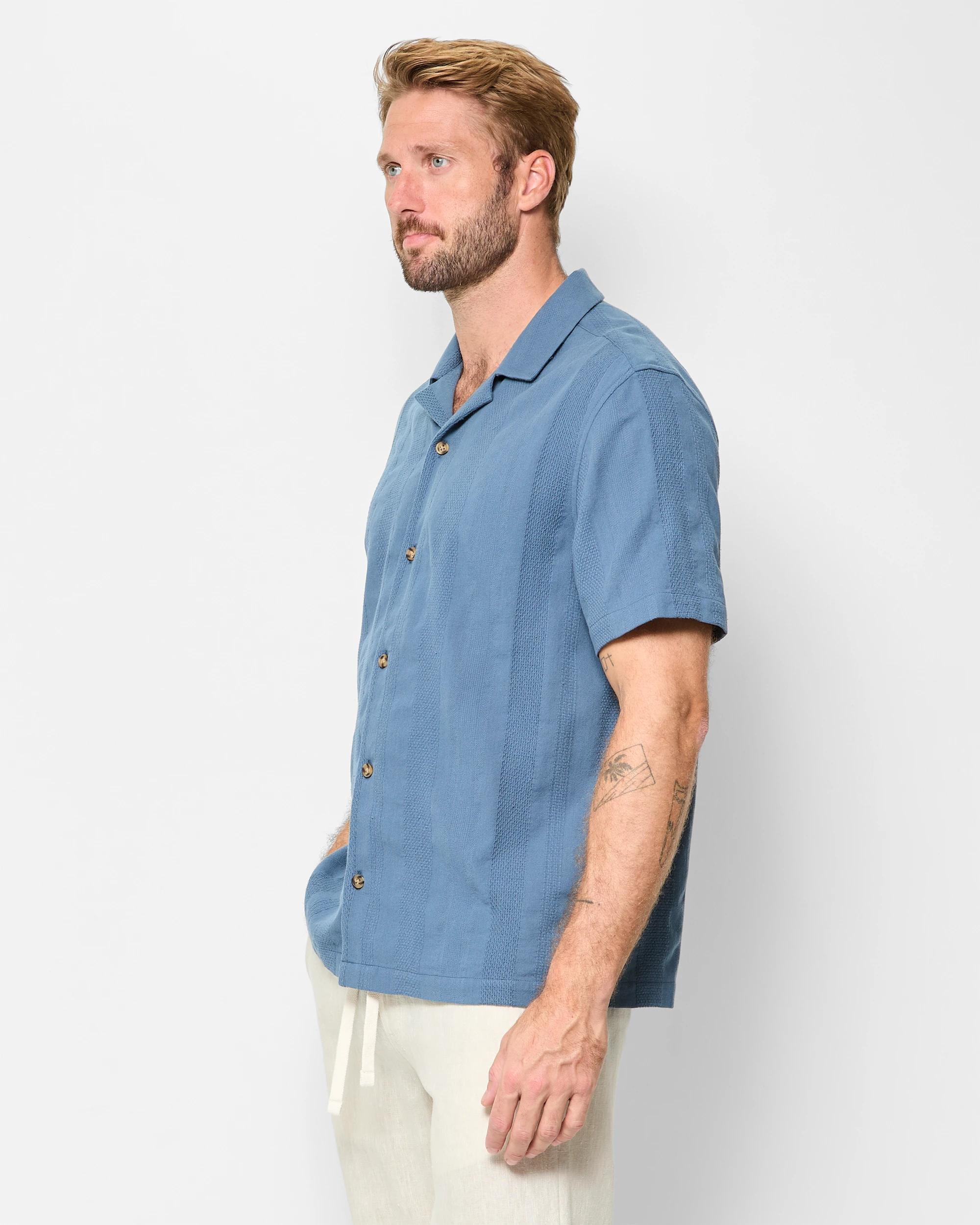 3 Target Australian Cotton Short Sleeve Stripe Shirt LIGHT BLUE, 3 of 5