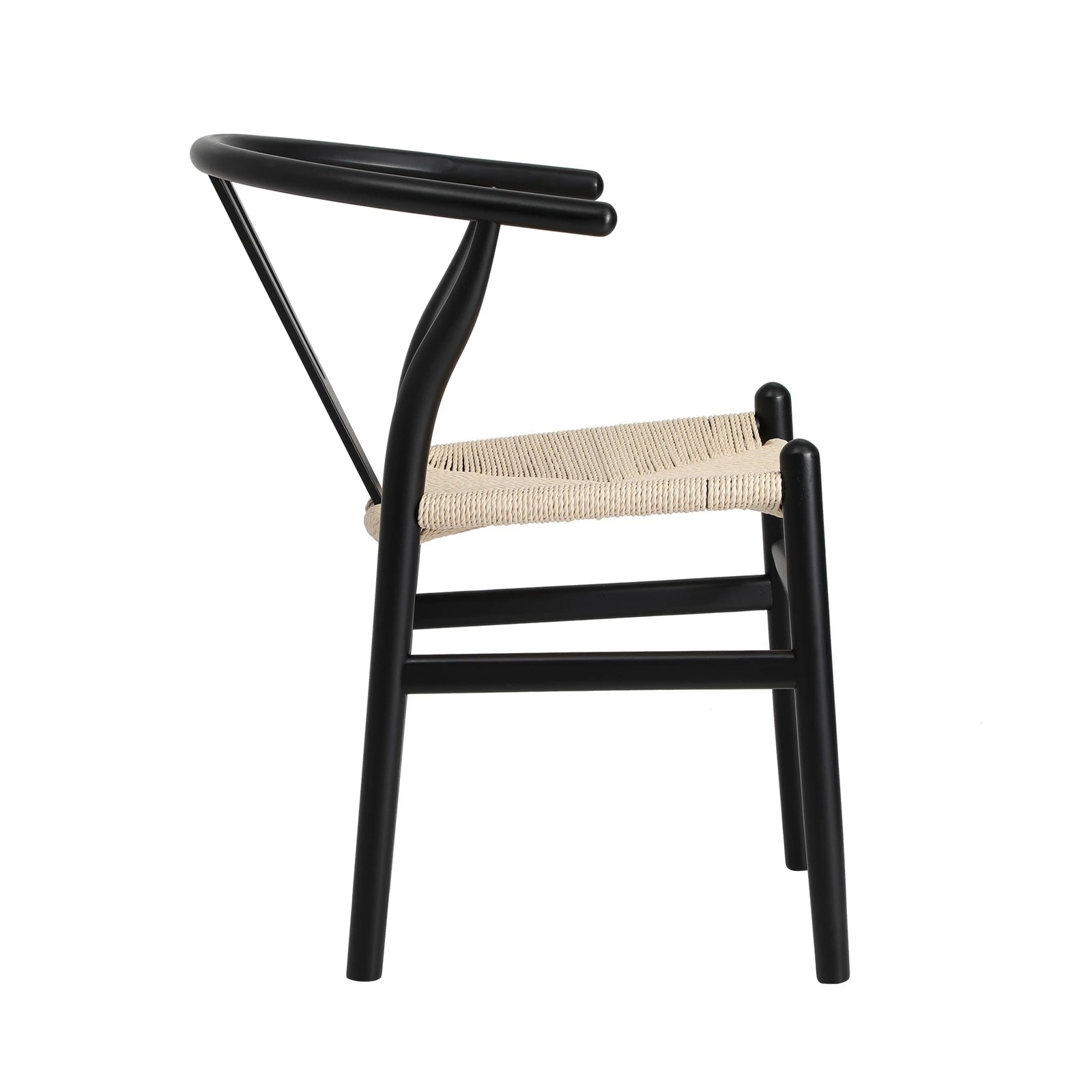 8 Oikiture Dining Chair Wooden Hans Wegner Chair Wishbone Cafe Lounge Seat
 - Black, 8 of 10