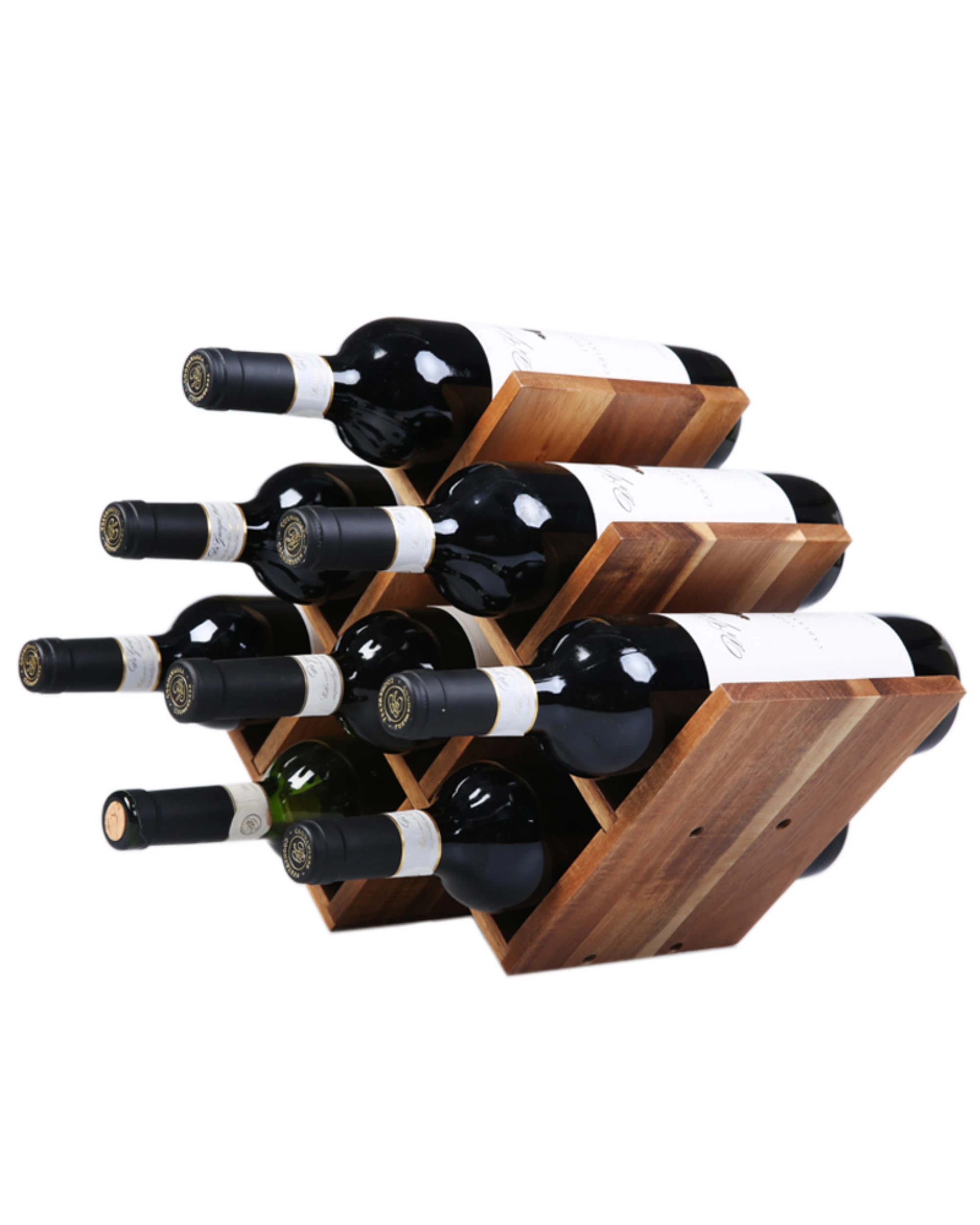 3 Sherwood Home Natural Acacia Wood 8 Bottle Tabletop Wine Rack - Brown, 3 of 5