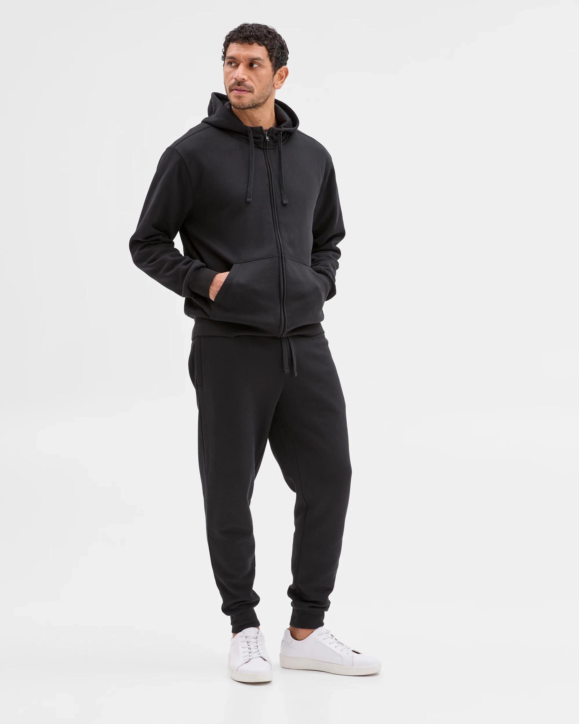 1 Target Man Australian Cotton Blend Zip Thru Hoodie BLACK, 1 of 5
