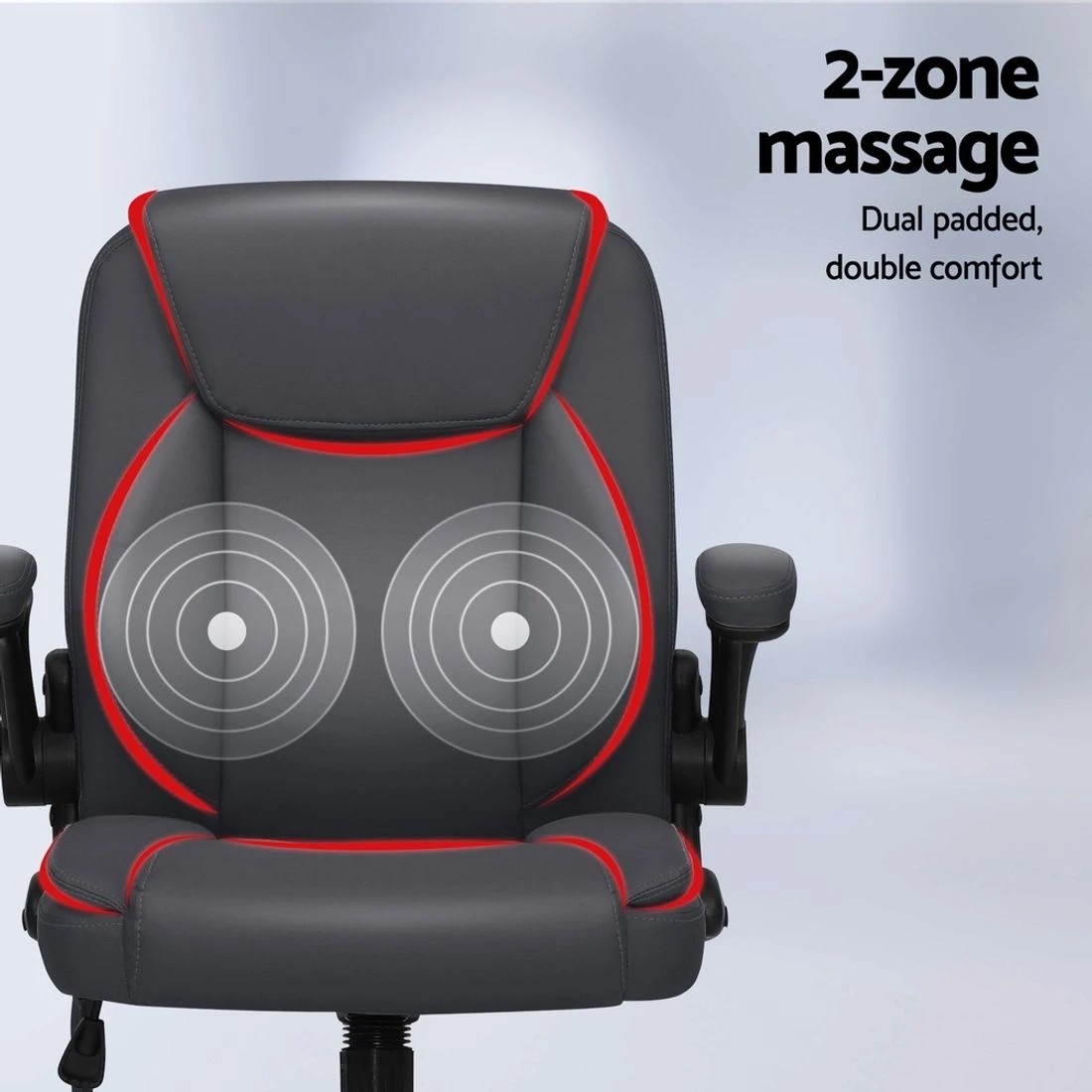 5 Artiss 2 Point Massage Office Chair Leather Mid Back - Grey, 5 of 7