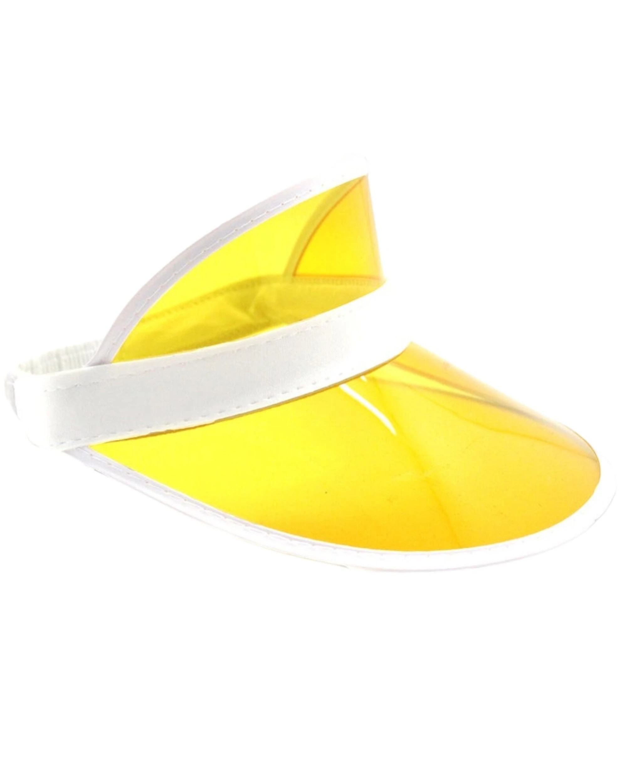 2 BR Costumes 2-Pack Yellow Perspex Visor with White Rim - Retro 80s Rave Accessory, 2 of 3