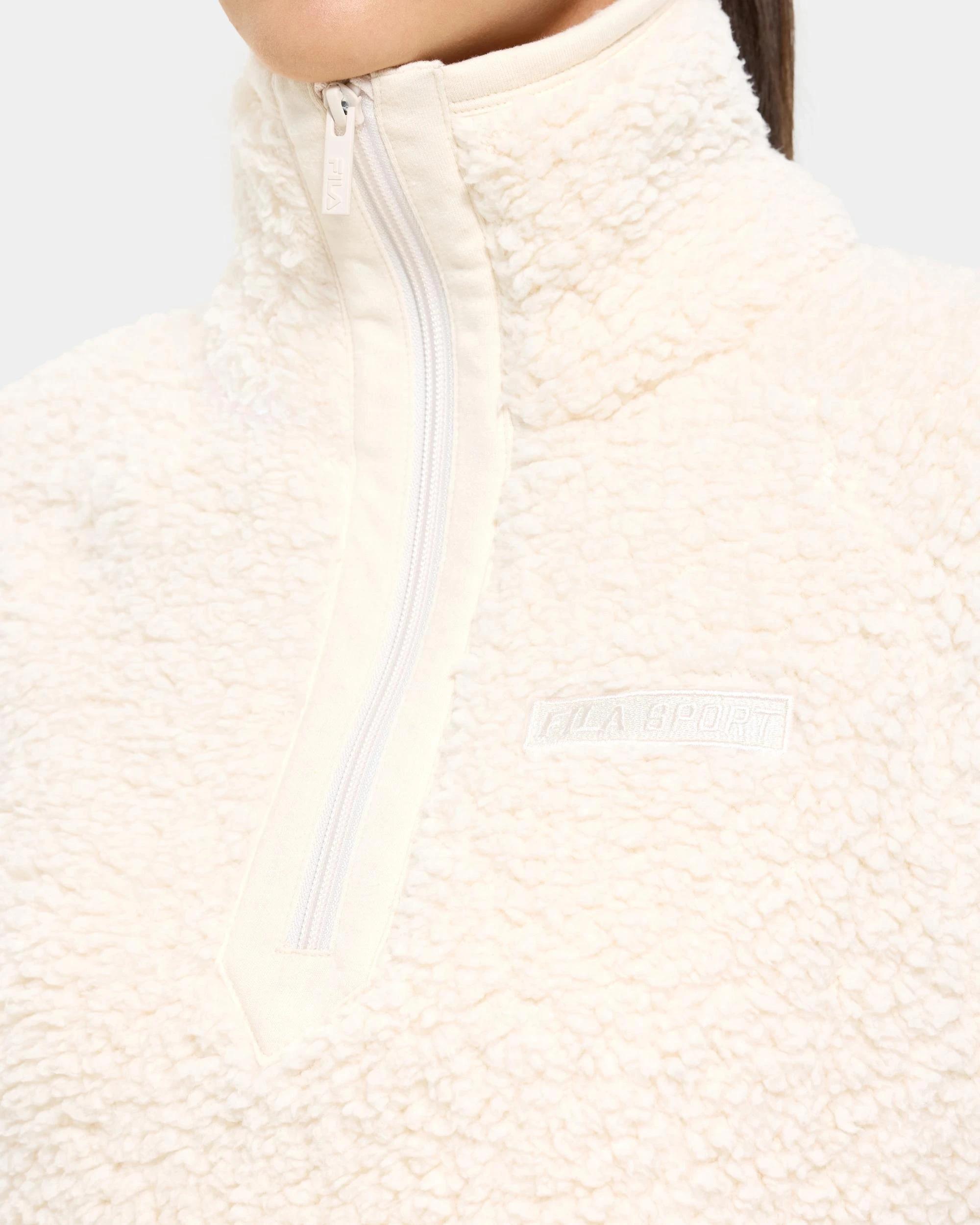 7 Fila Hallie Quarter Zip Teddy Fleece Top MOCHA MOUSE, 7 of 9