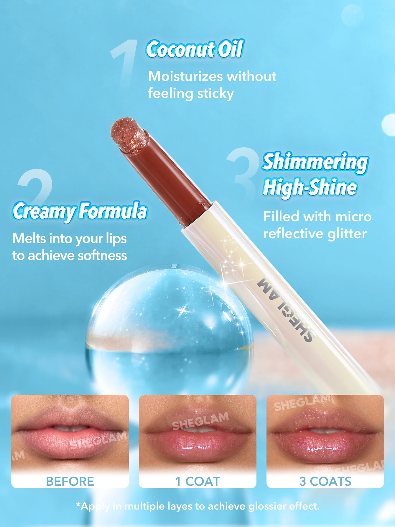 6 SHEGLAM Pout-Perfect Shimmer Lip Plumper - Sugar Crystal, 6 of 7