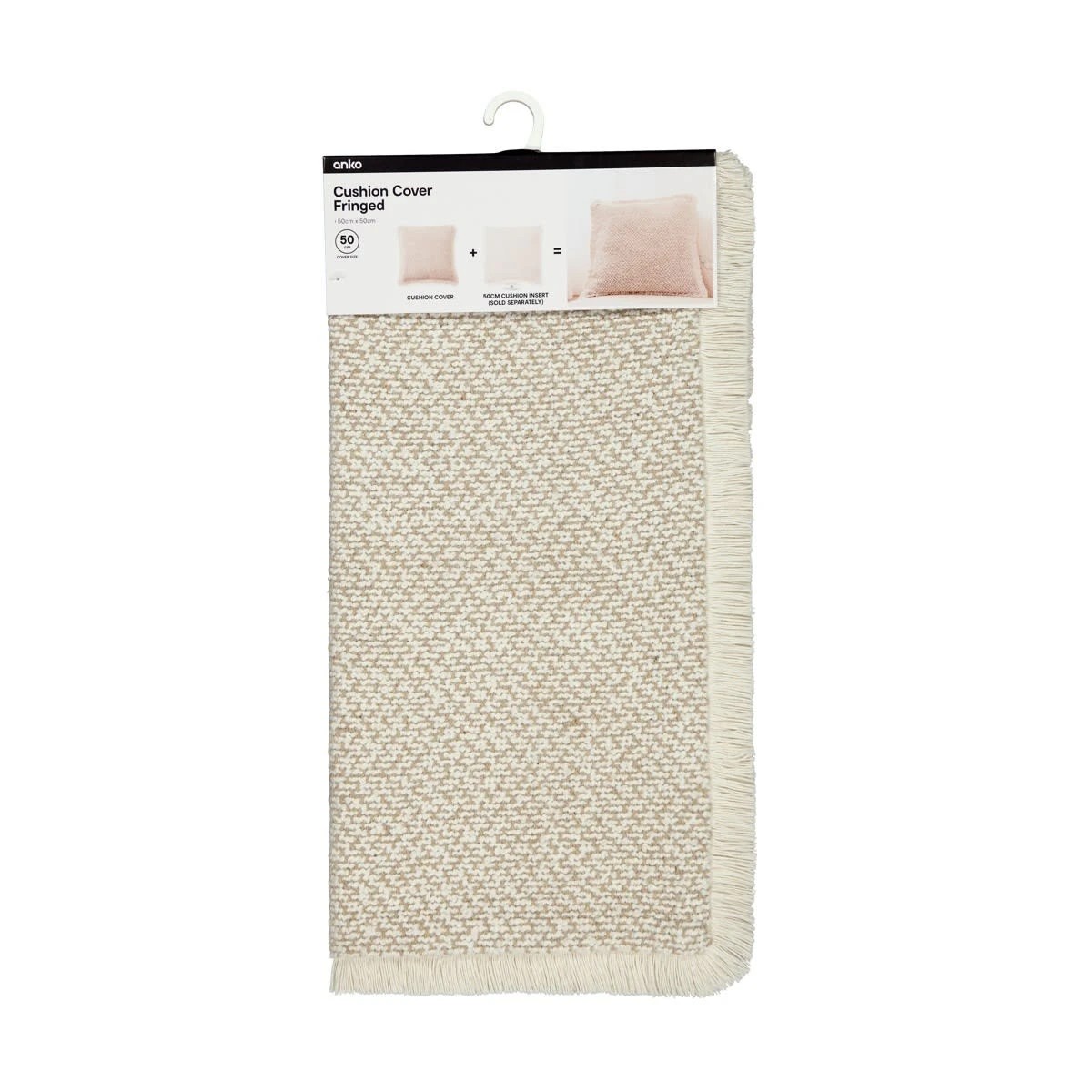 8 50cm Fringed Cushion Cover - Beige, 8 of 9