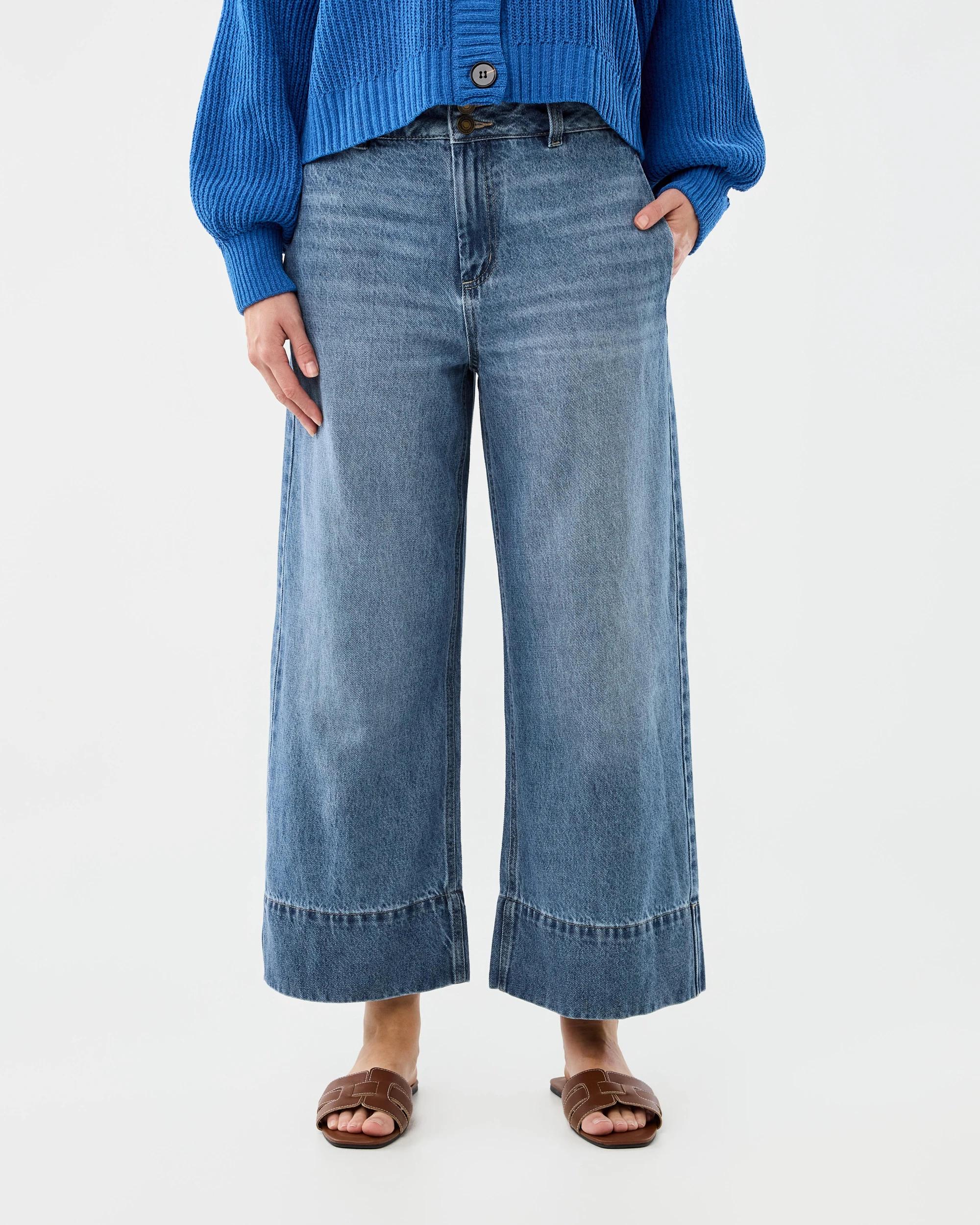 1 Wide Leg Cropped Jeans Mid Denim, 1 of 8