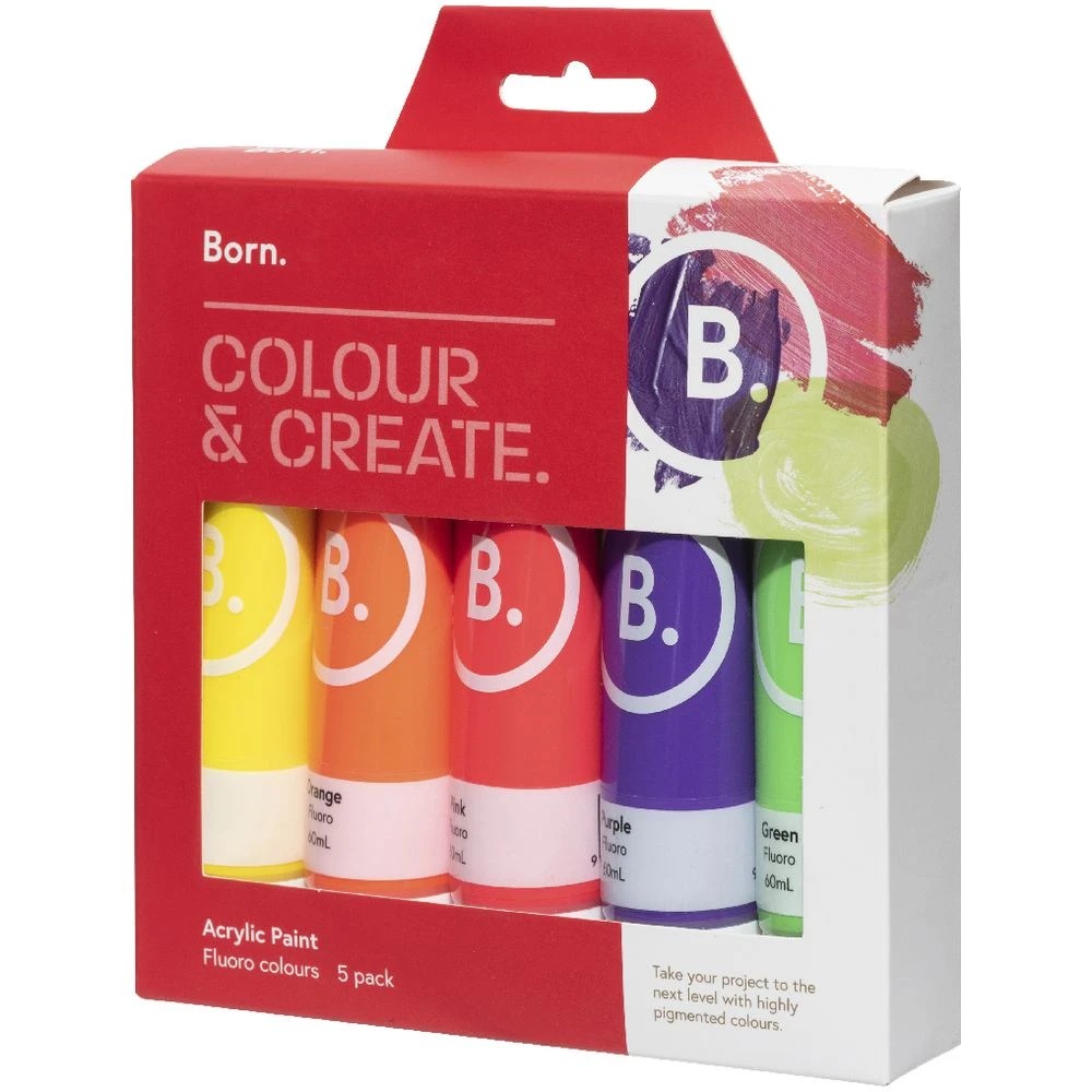 4 Born Acrylic Paints 60mL Fluoro Colours 5 Pack, 4 of 6
